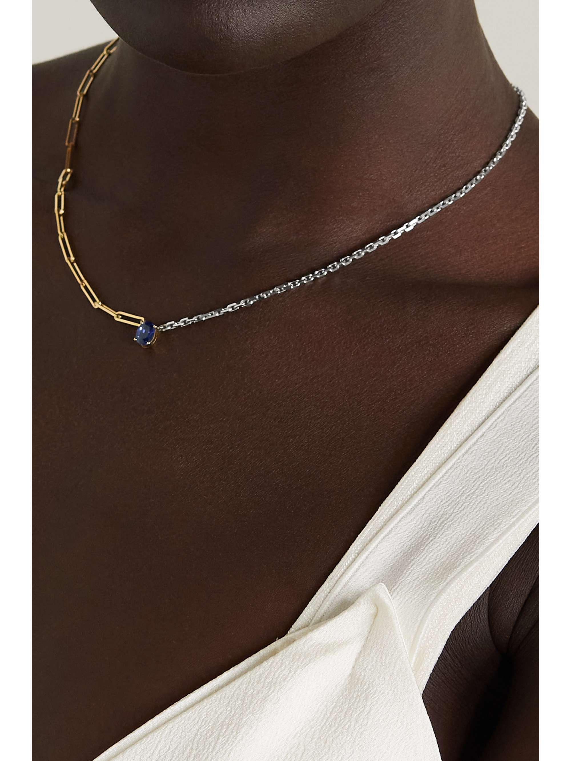 YVONNE LÉON 18-karat white and yellow gold sapphire necklace