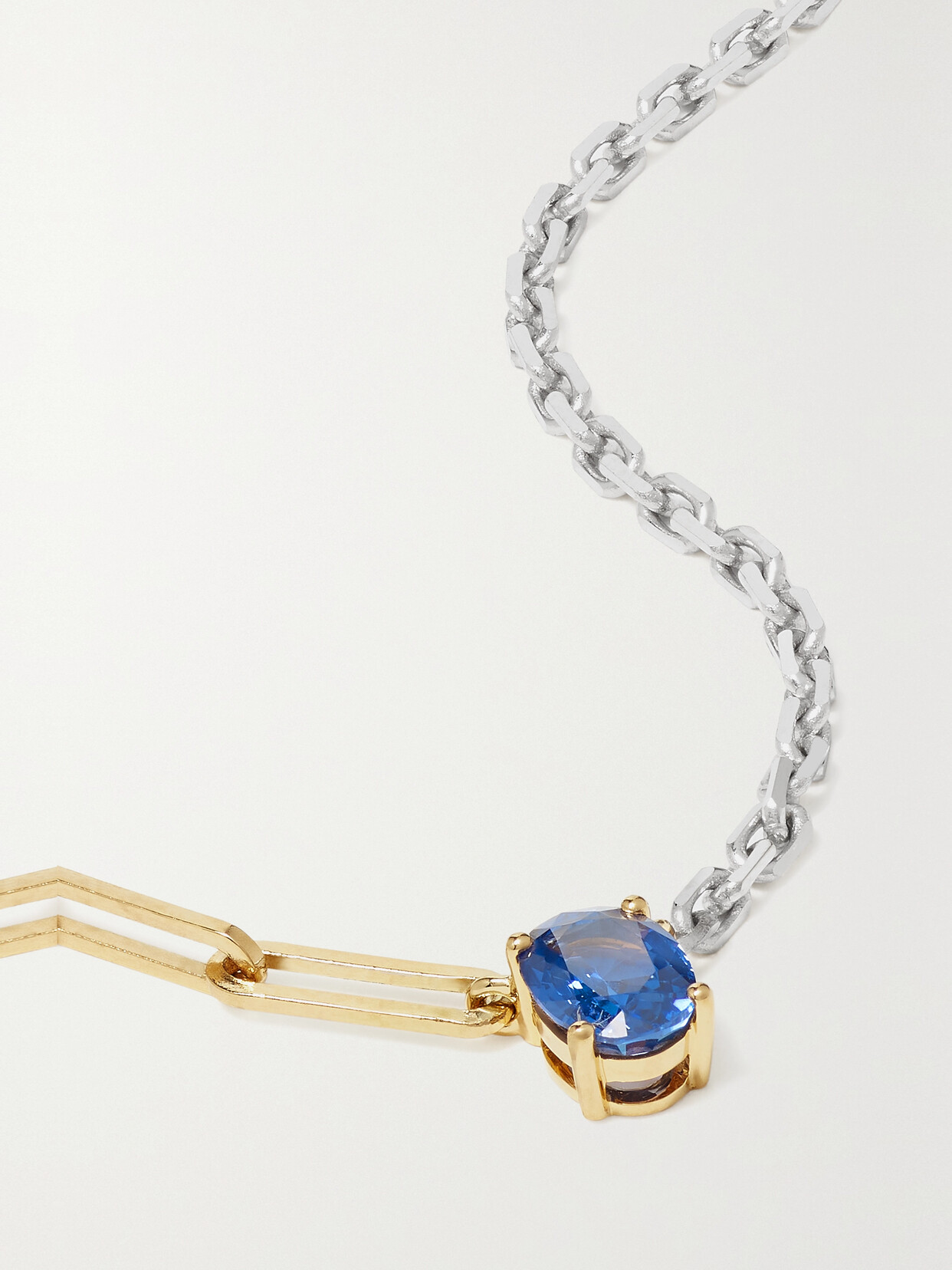 YVONNE LÉON 18-KARAT WHITE AND YELLOW GOLD SAPPHIRE NECKLACE