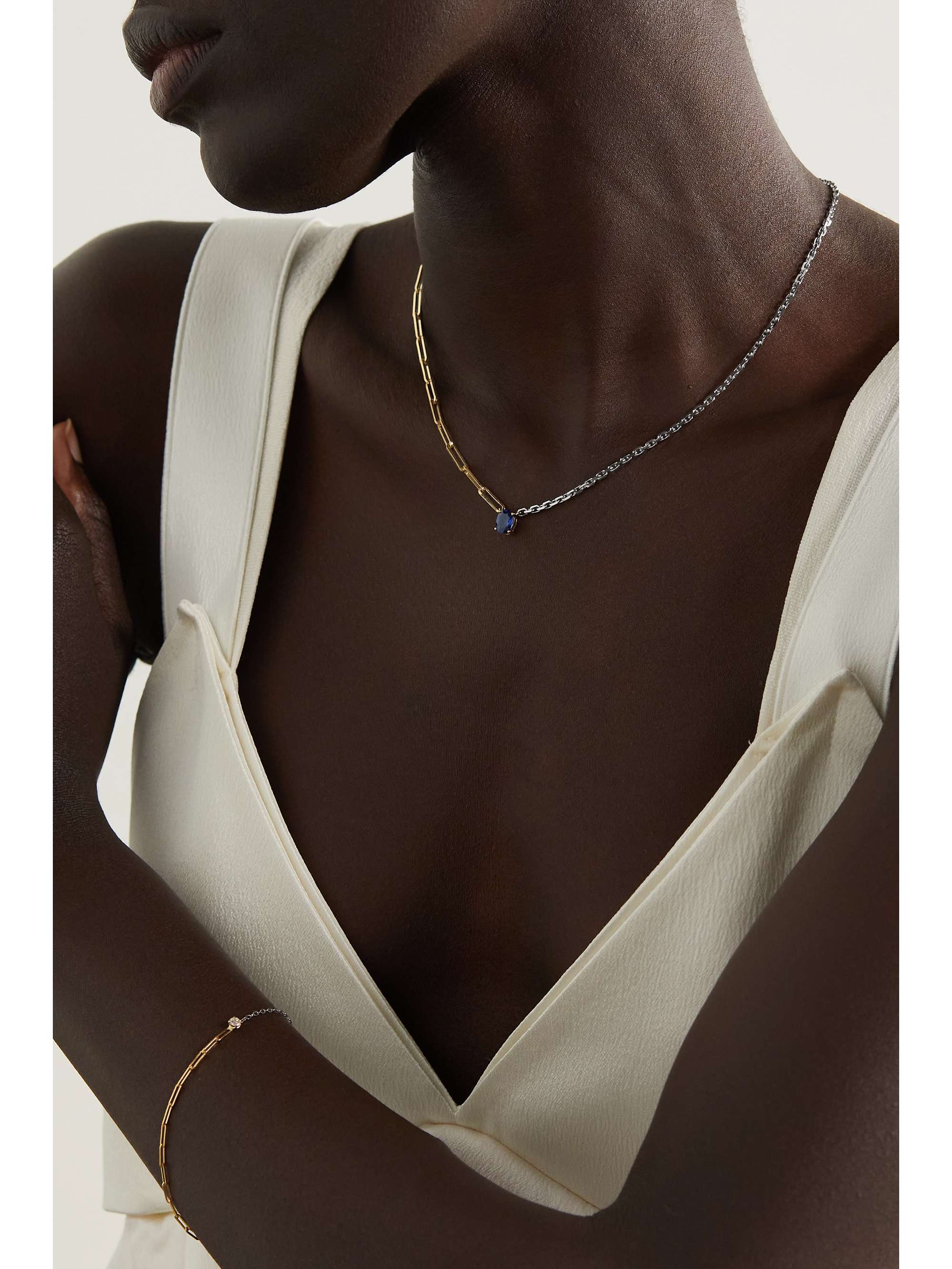 YVONNE LÉON 18-karat white and yellow gold sapphire necklace