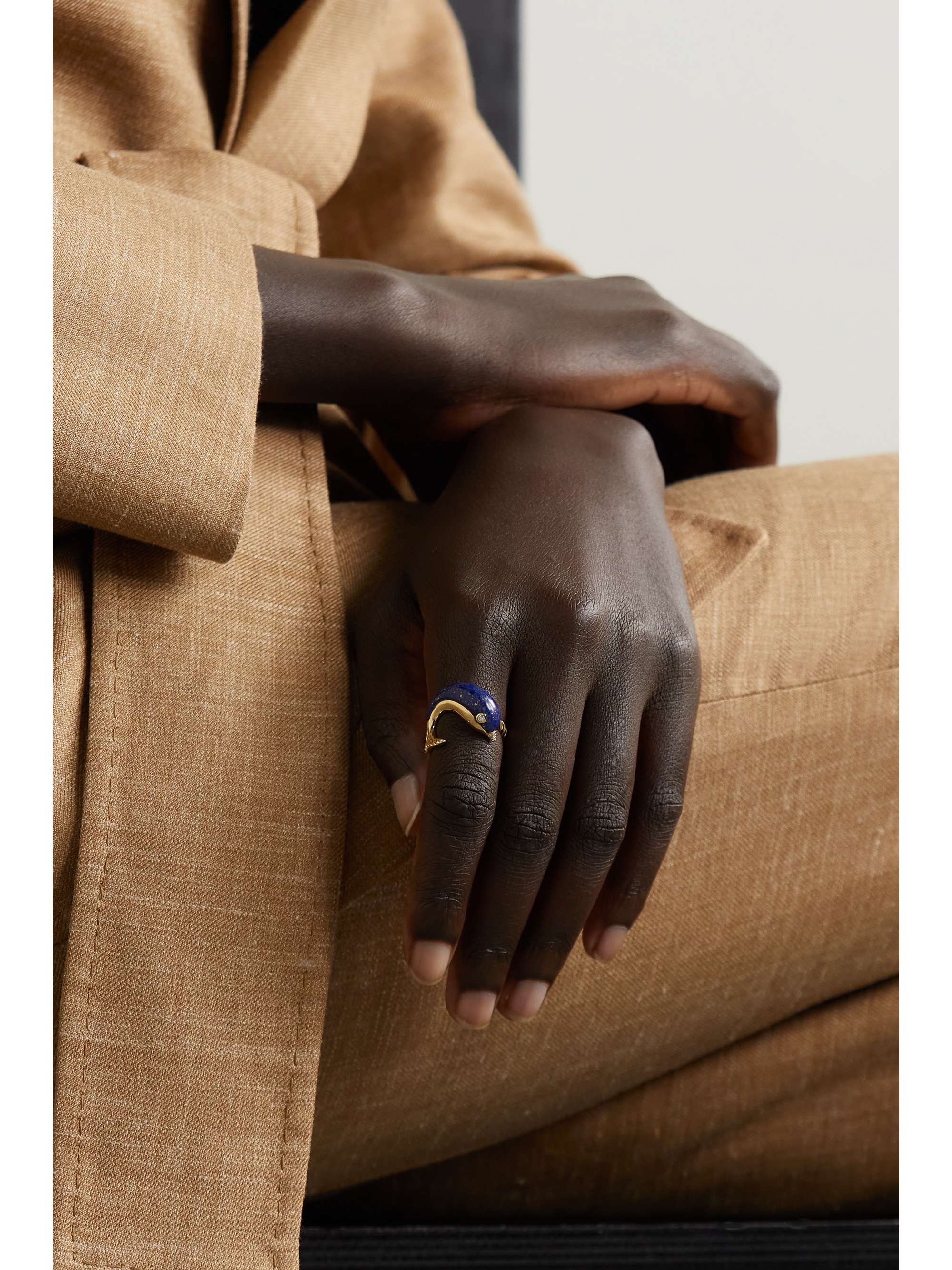 YVONNE LÉON 9-karat gold, lapis lazuli and diamond ring