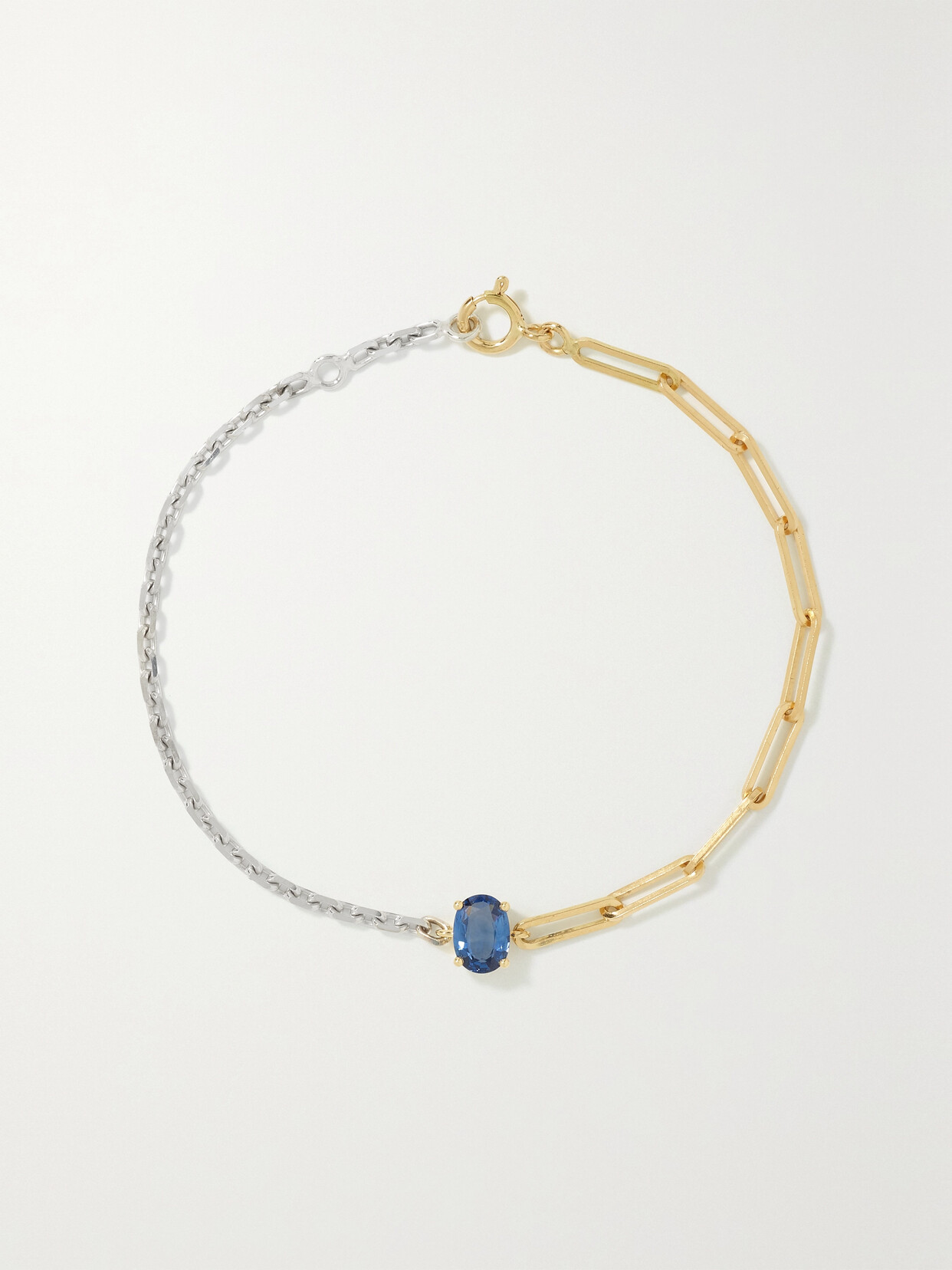 Yvonne Léon 18k Yellow And White Gold Mixed Chain Sapphire Bracelet In Gold