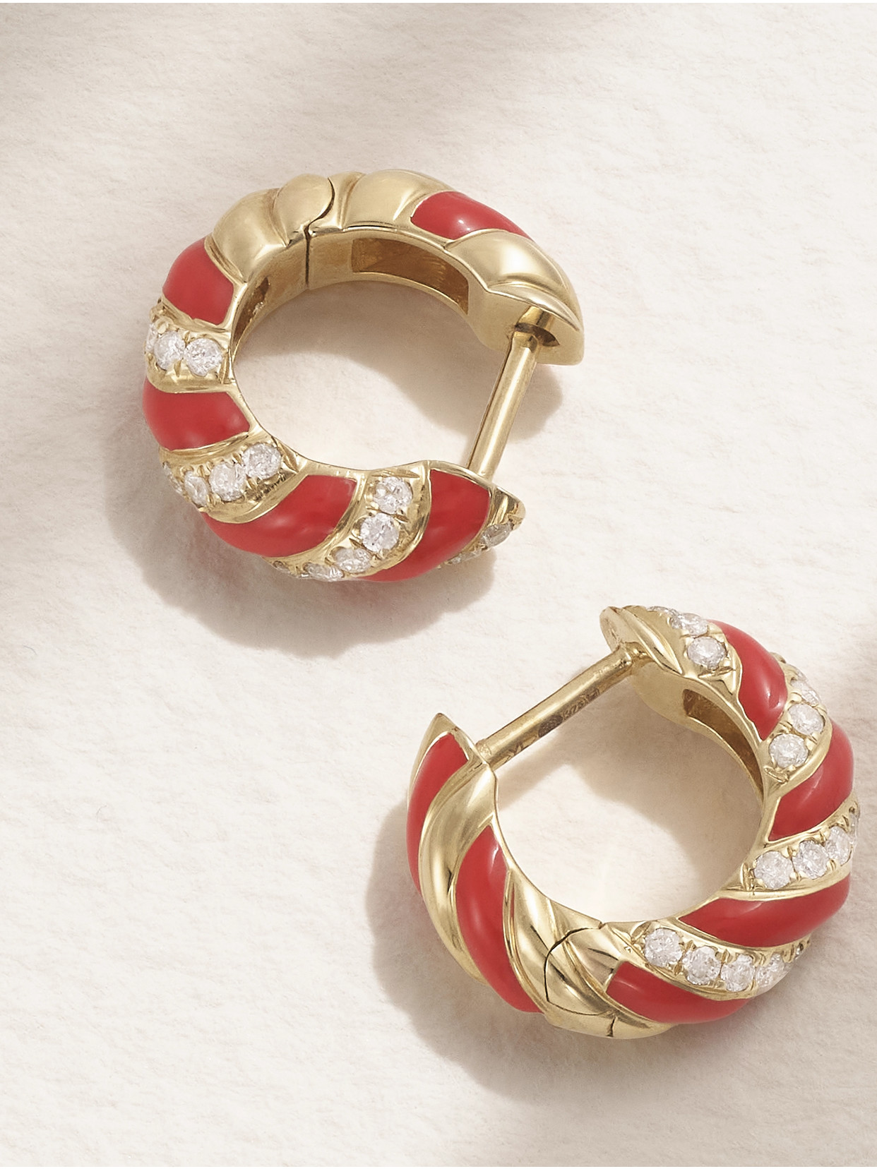 Shop Yvonne Léon 9-karat Gold, Enamel And Diamond Earrings