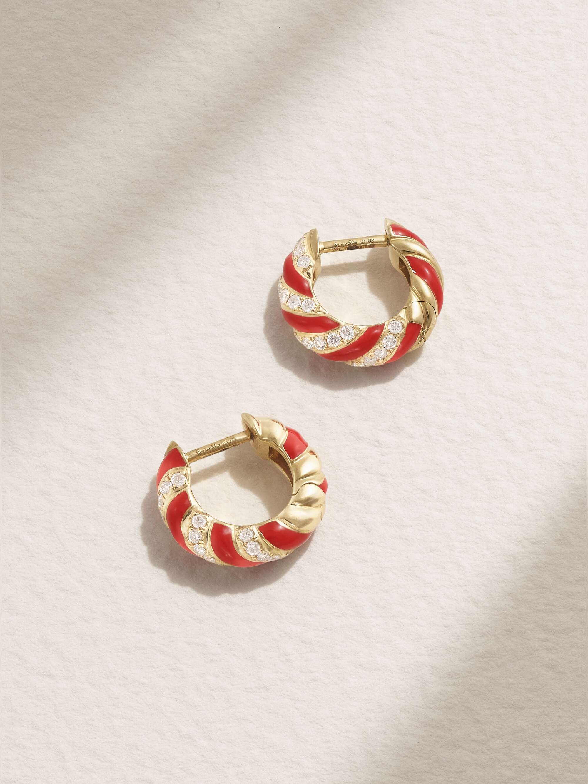 Gold enamel earrings sale
