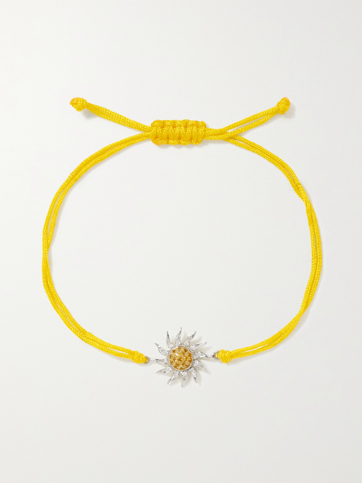 Shop Yvonne Léon 9-karat White And Yellow Gold, Cord, Citrine And Diamond Bracelet