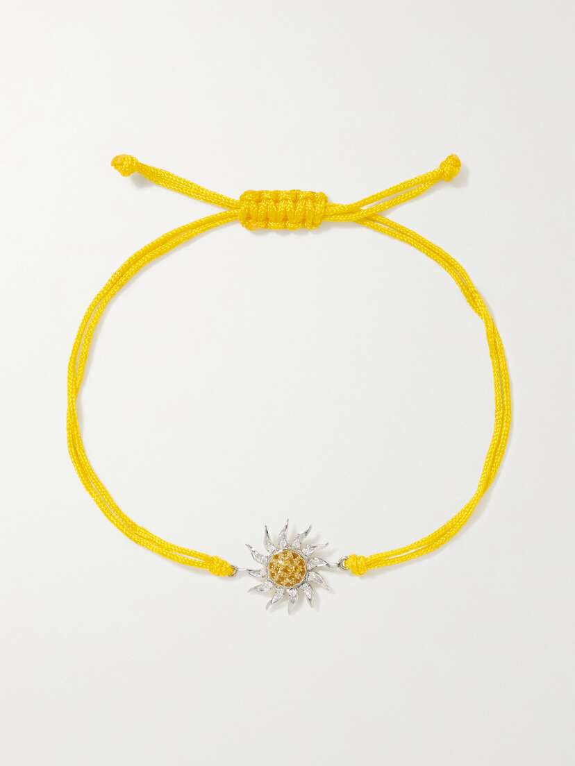 Yvonne Léon 9-karat White And Yellow Gold, Cord, Citrine And Diamond Bracelet