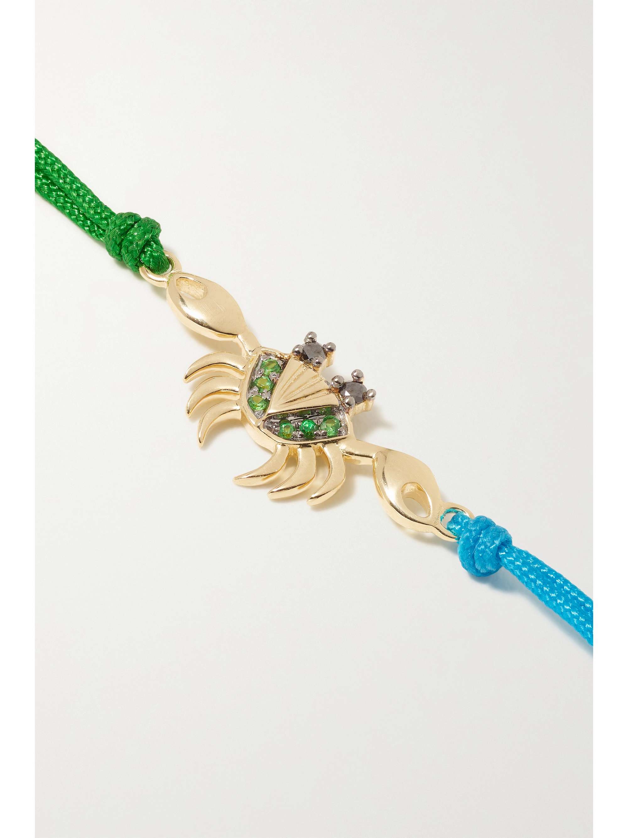 YVONNE LÉON 9-karat gold, cord, tsavorite and diamond bracelet