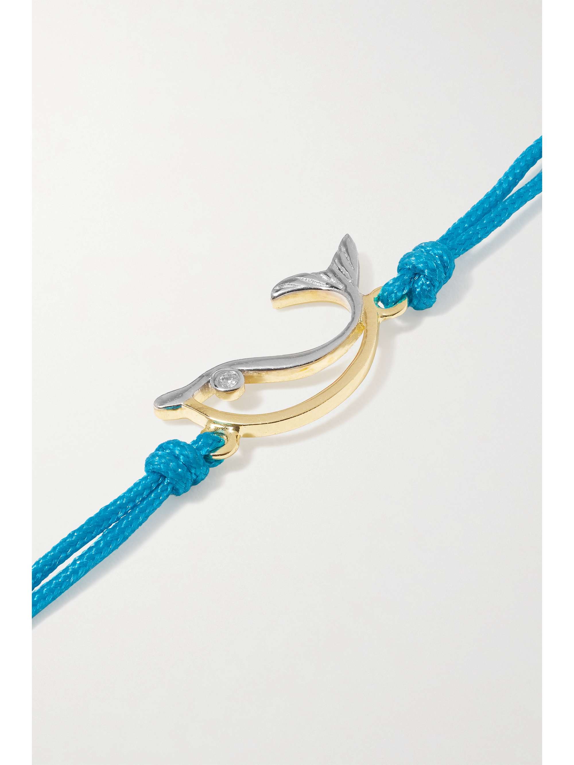 YVONNE LÉON 9-karat white and yellow gold, cord and diamond bracelet
