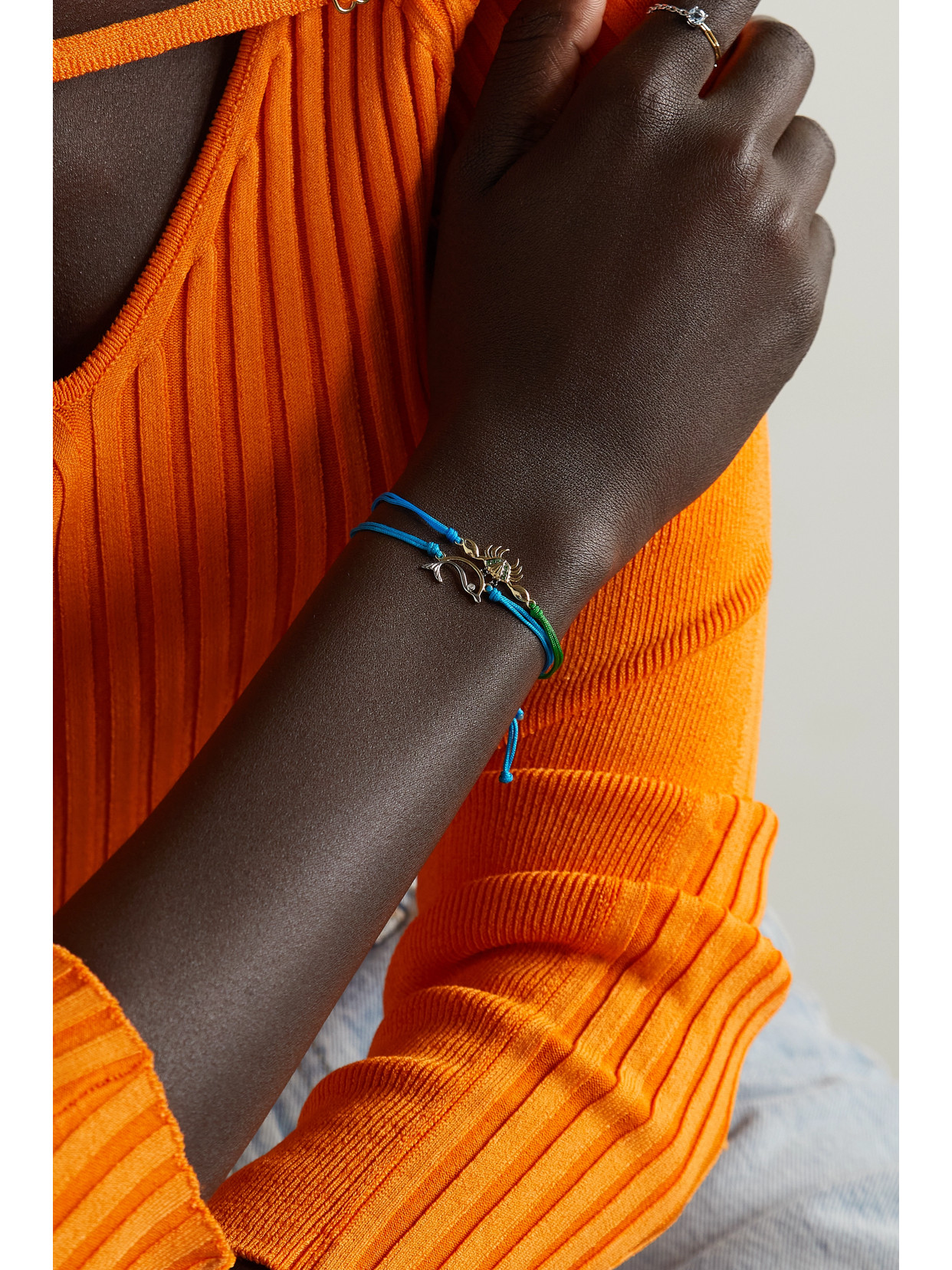 Yvonne Léon 9-karat White And Yellow Gold, Cord And Diamond Bracelet In Gold