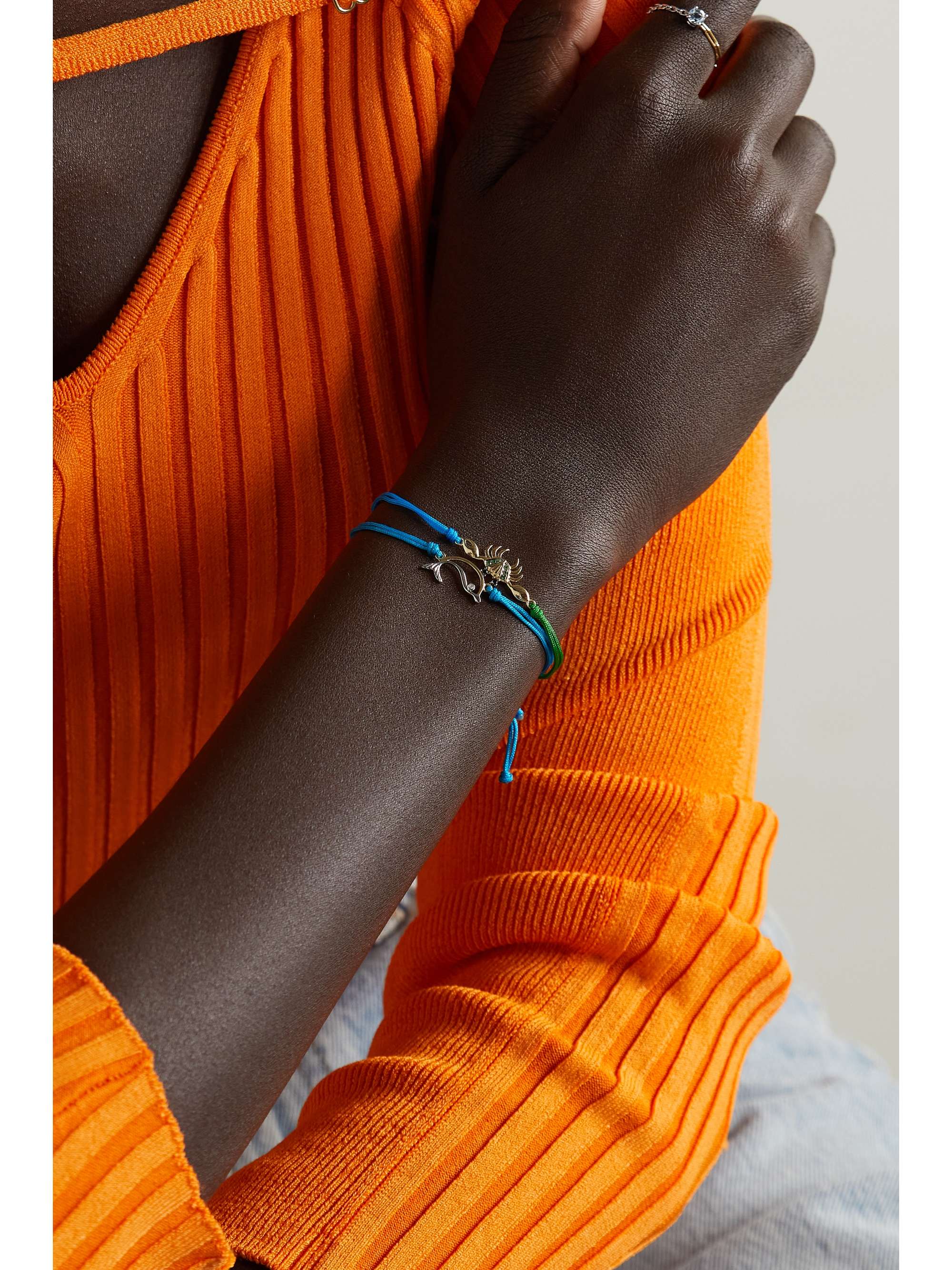 YVONNE LÉON 9-karat white and yellow gold, cord and diamond bracelet