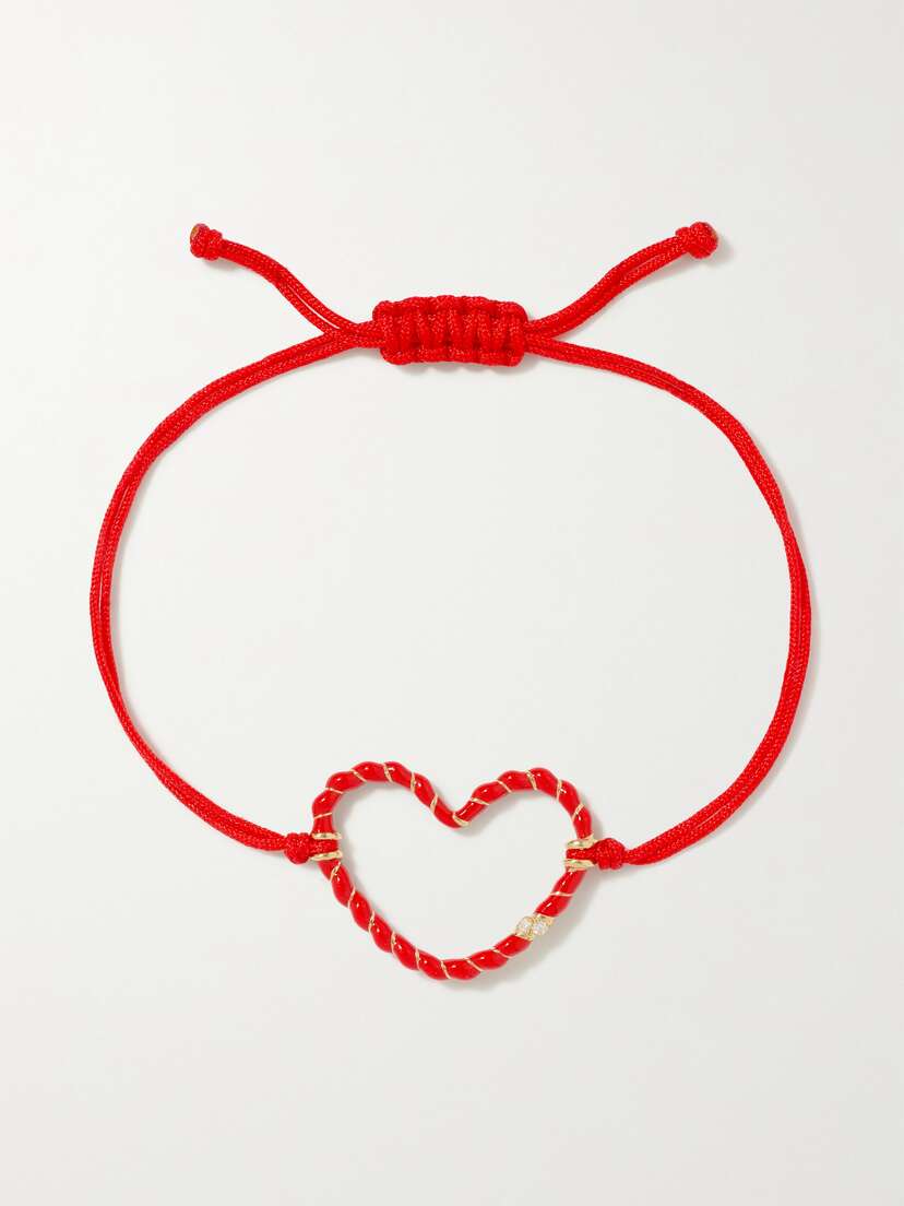 Yvonne Léon 9-karat Gold, Cord, Enamel And Diamond Bracelet