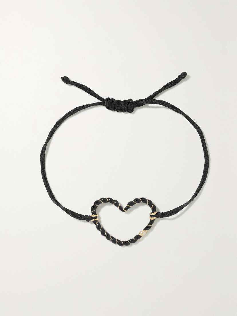 Yvonne Léon 9-karat Gold, Cord, Enamel And Diamond Bracelet