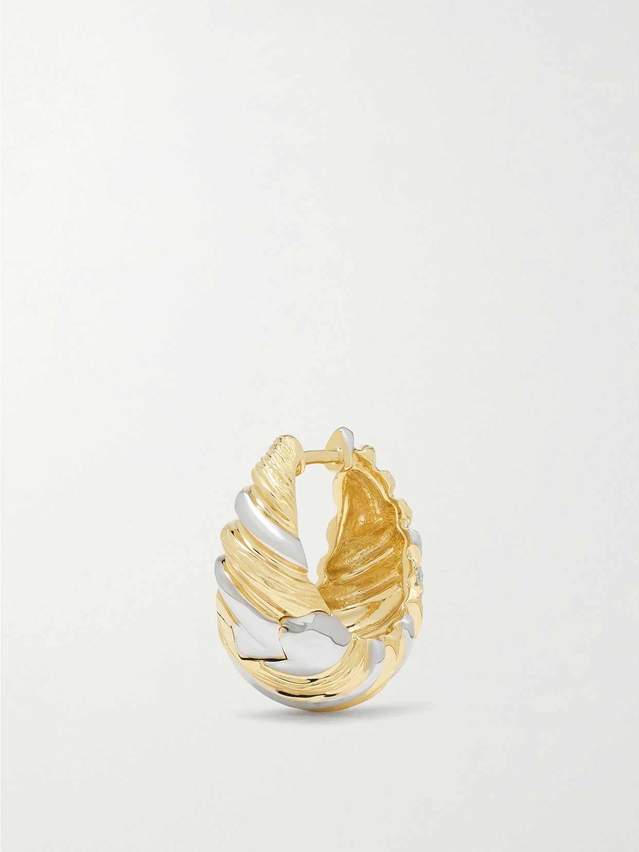 Yvonne Léon 9-karat Yellow And White Gold Diamond Hoop Earrings In Gold
