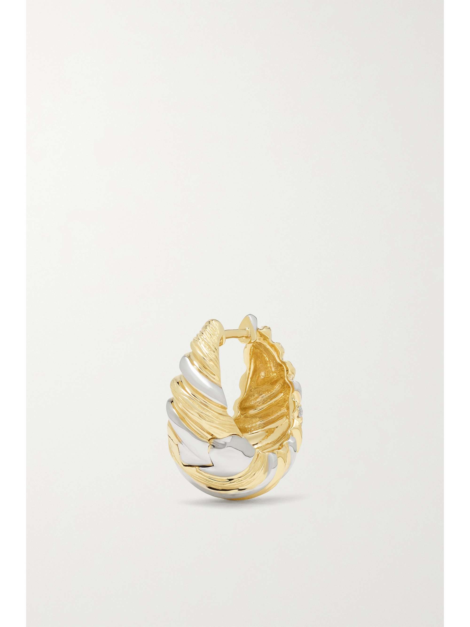 YVONNE LÉON 9-karat yellow and white gold diamond hoop earrings