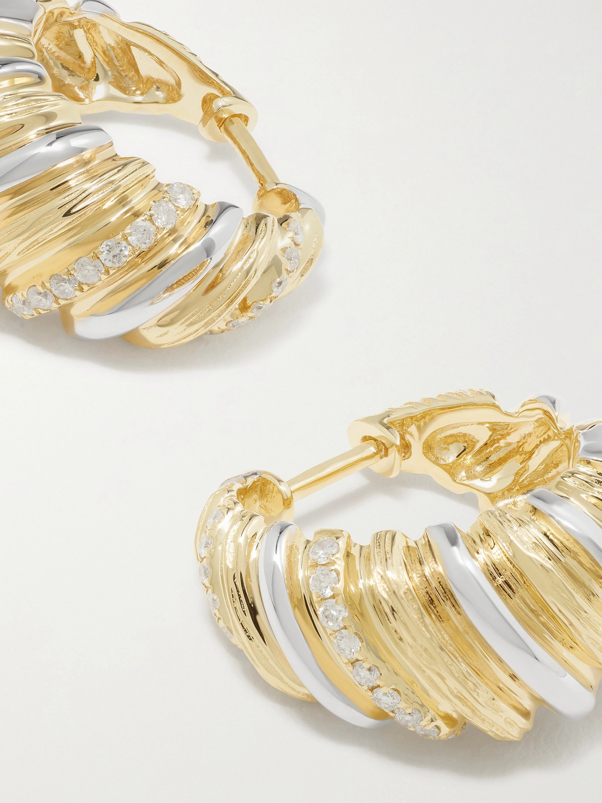 Yvonne Léon 9-karat Yellow And White Gold Diamond Hoop Earrings In Gold