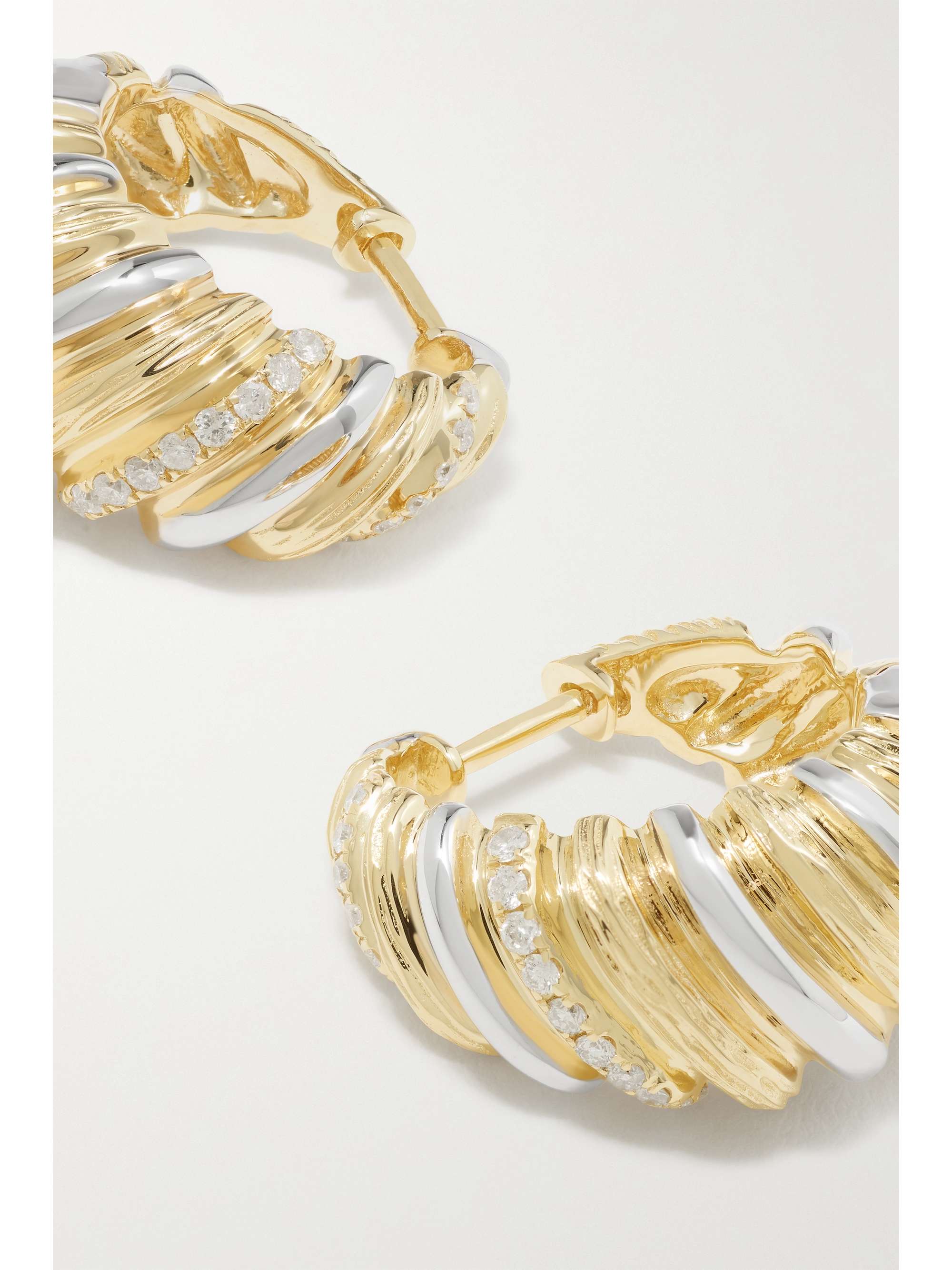 YVONNE LÉON 9-karat yellow and white gold diamond hoop earrings