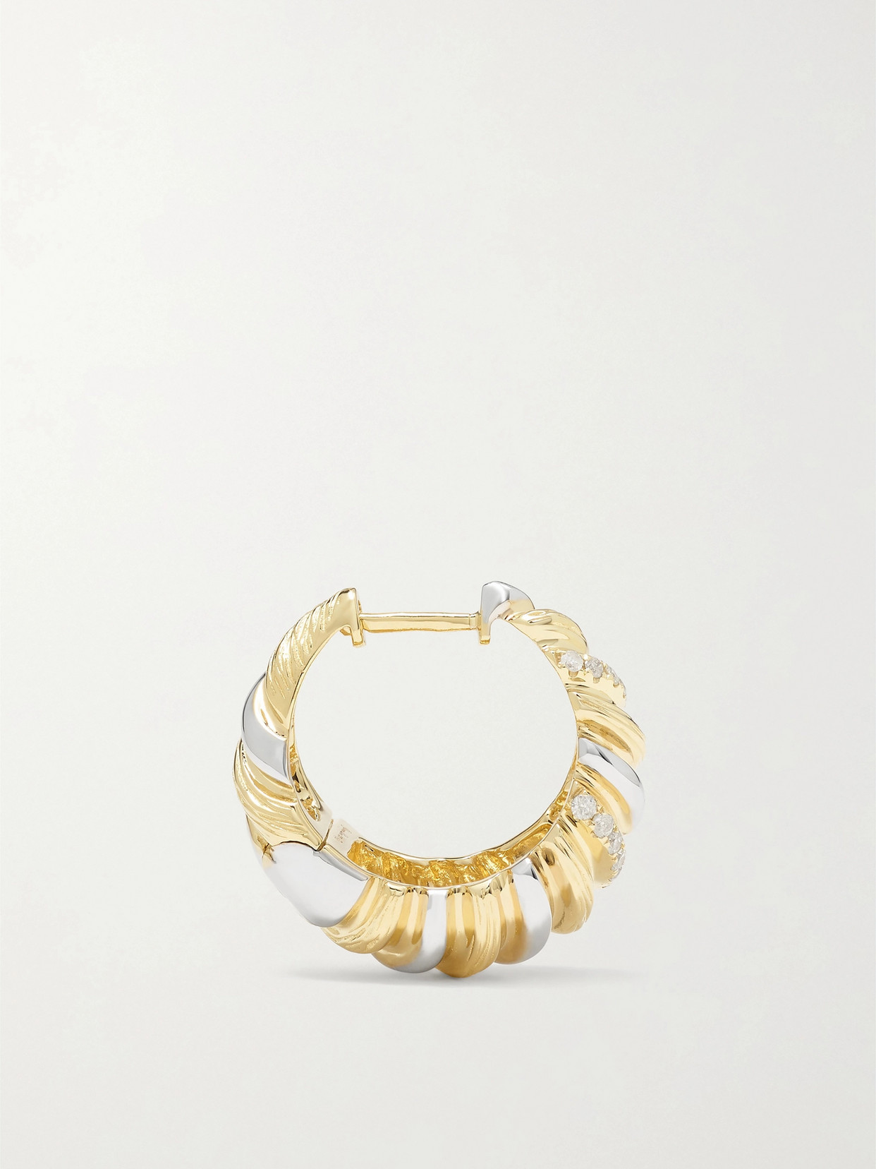 Yvonne Léon 9-karat Yellow And White Gold Diamond Hoop Earrings In Gold