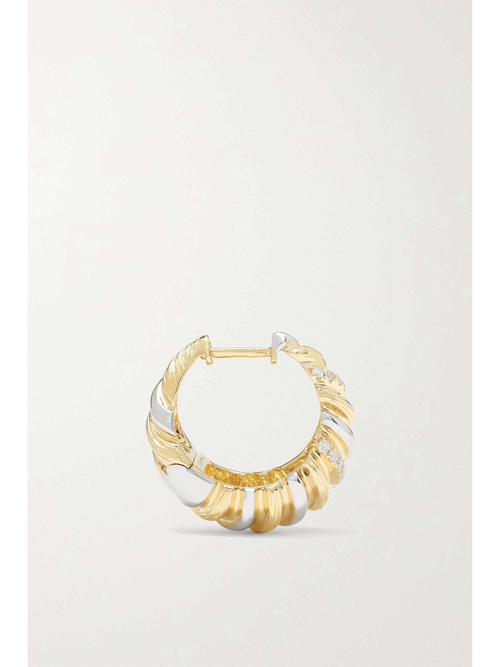 YVONNE LÉON 9-karat yellow and white gold diamond hoop earrings