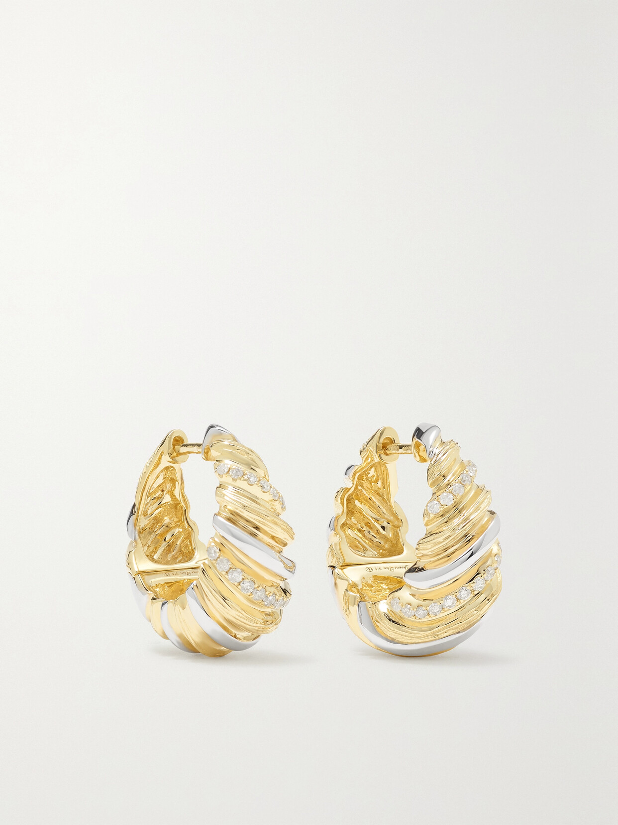 Yvonne Léon 9-karat Yellow And White Gold Diamond Hoop Earrings