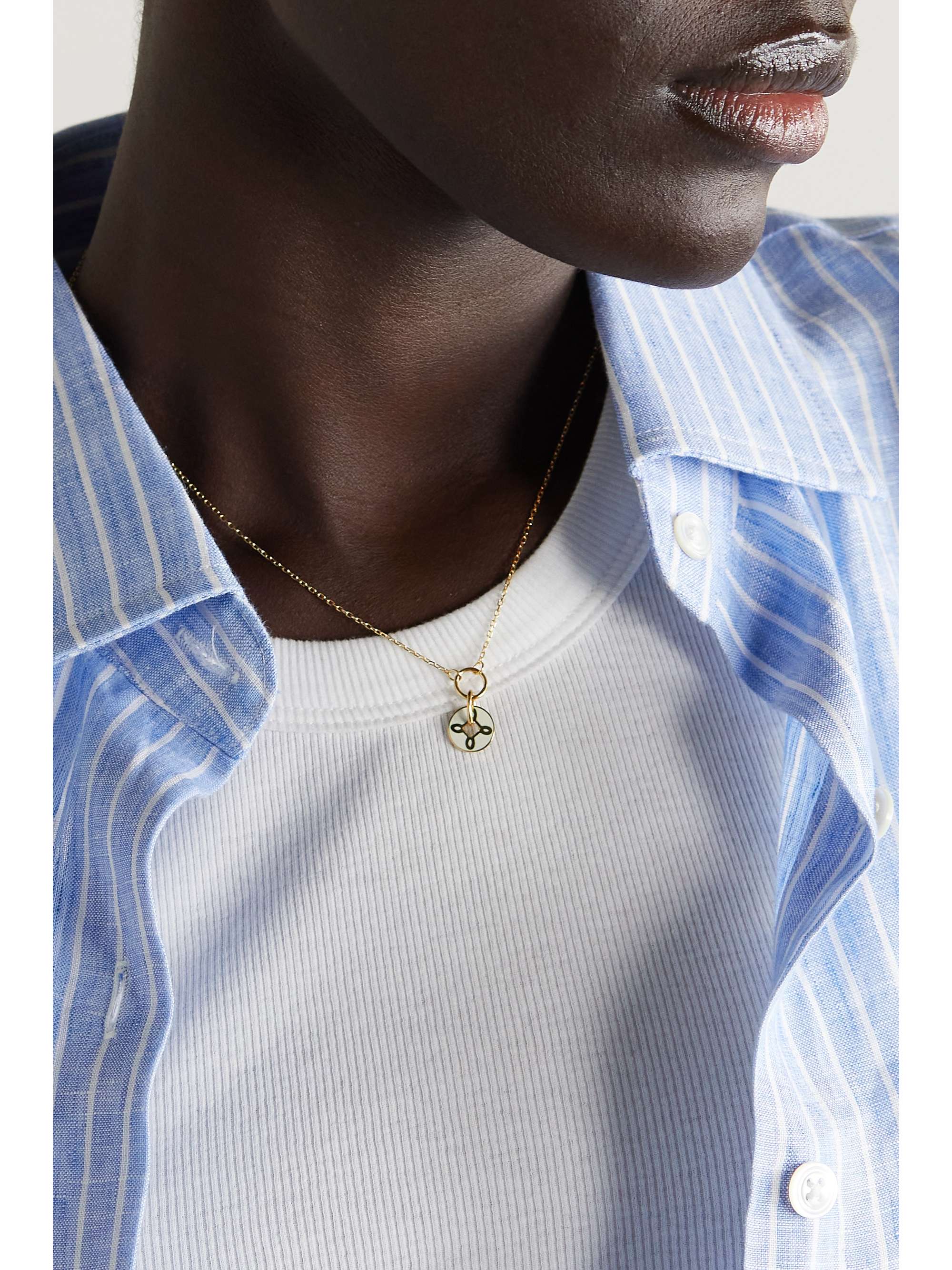 FOUNDRAE True Love 18-karat gold enamel necklace