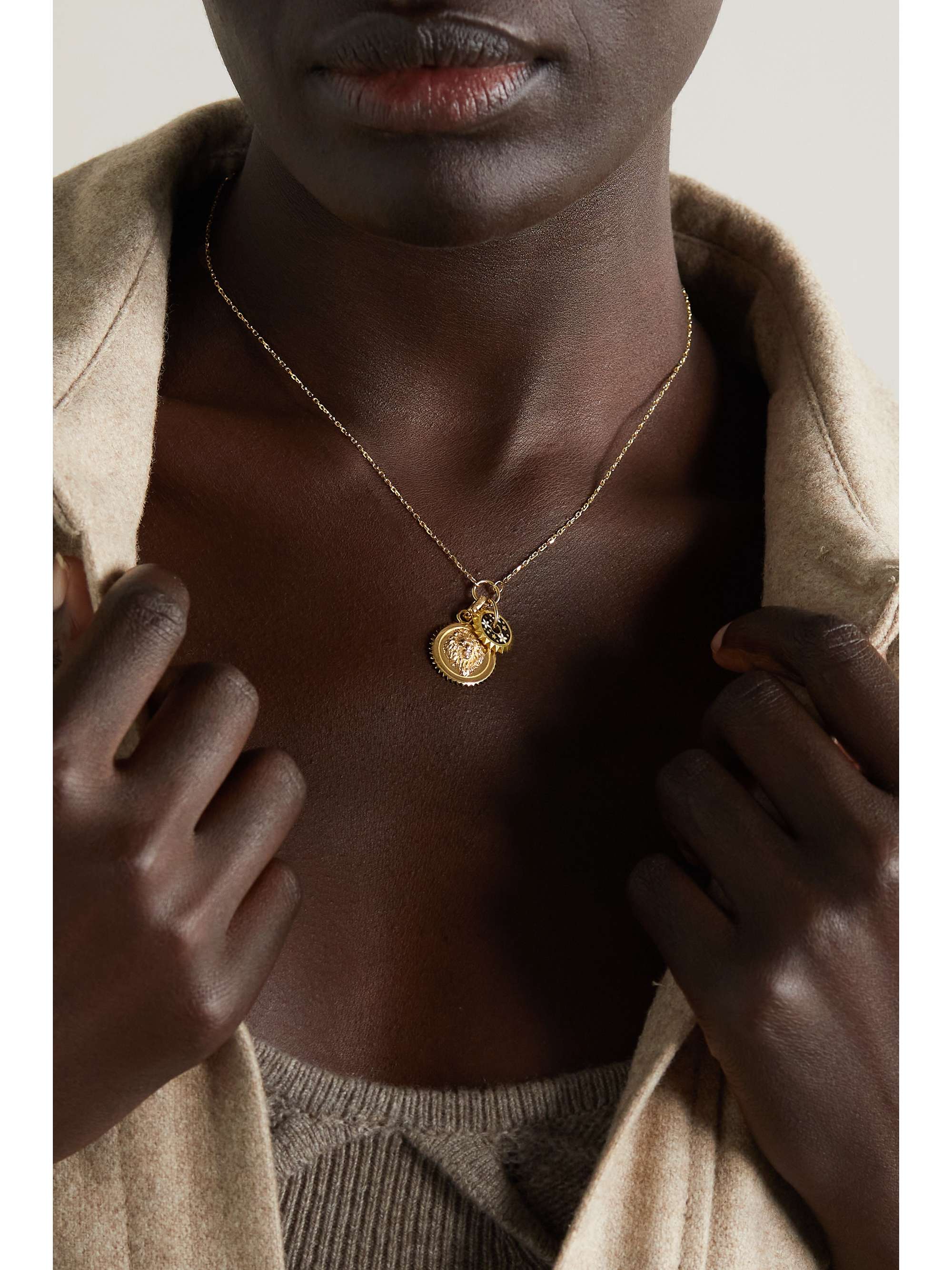 FOUNDRAE Resilience and Strength 18-karat gold, enamel and diamond necklace