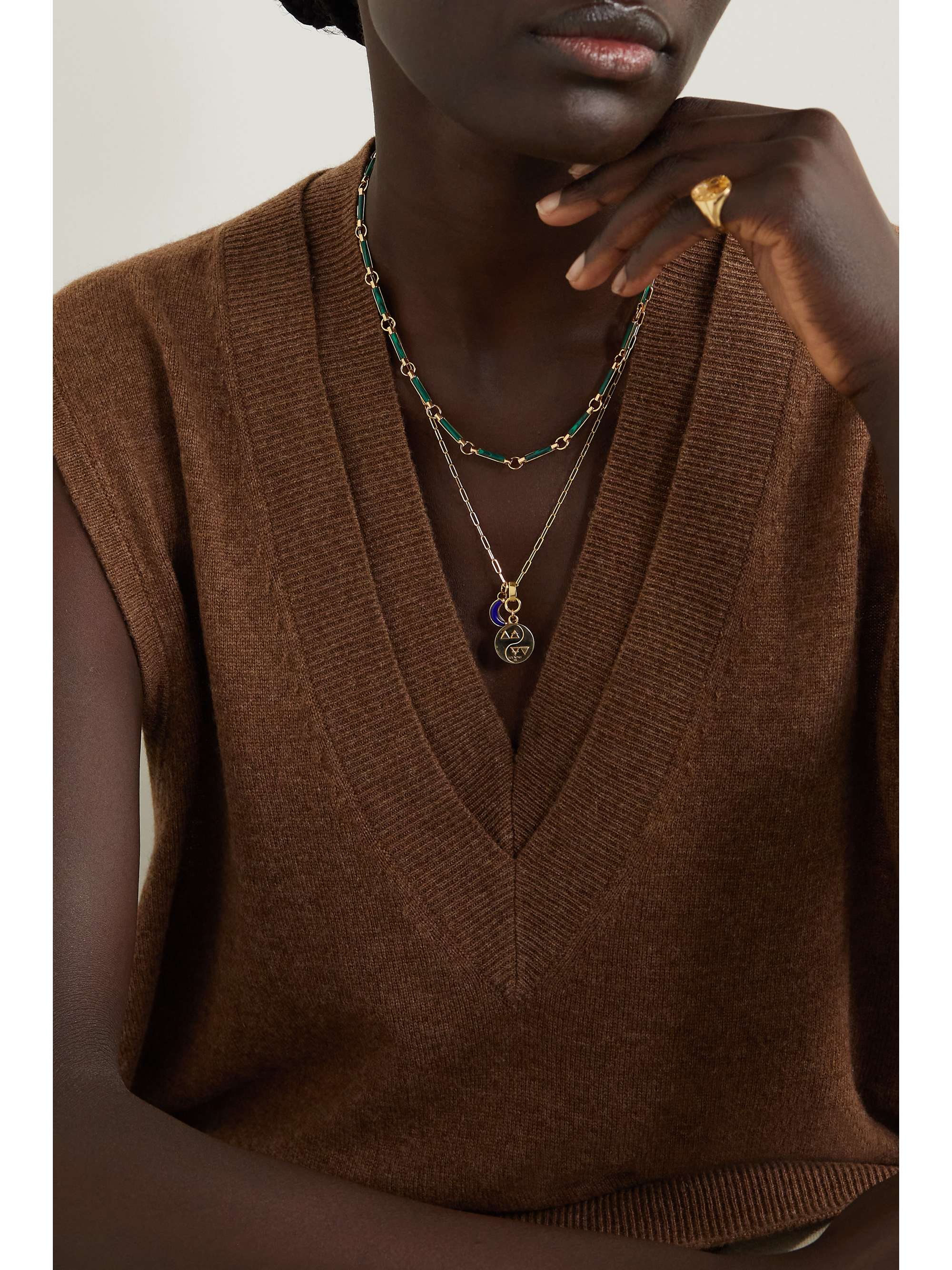 FOUNDRAE 18-karat gold malachite necklace