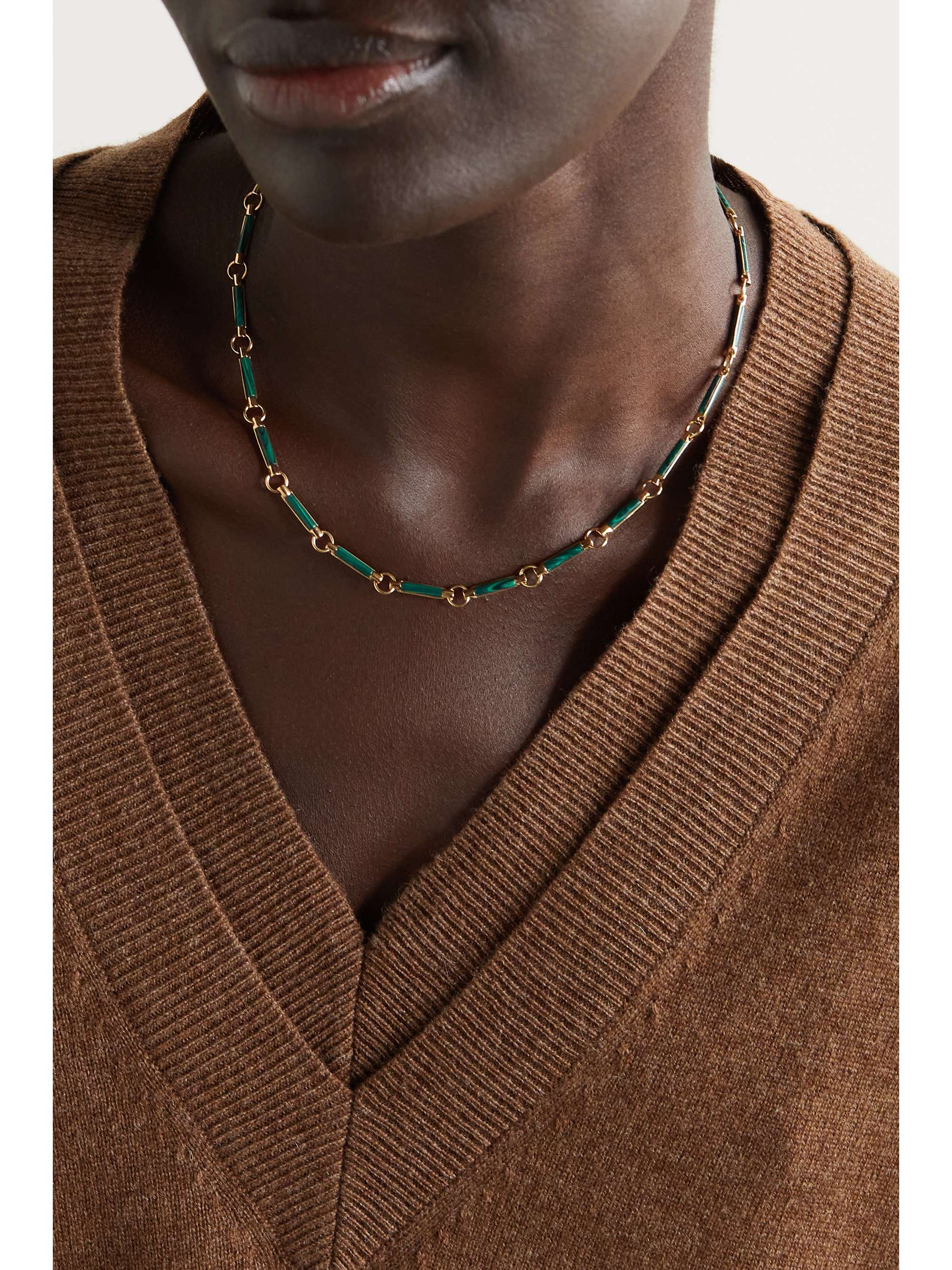 FOUNDRAE 18-karat gold malachite necklace