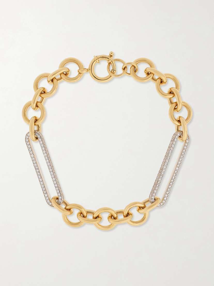 Foundrae Midsize 18-karat Yellow And White Gold Diamond Bracelet