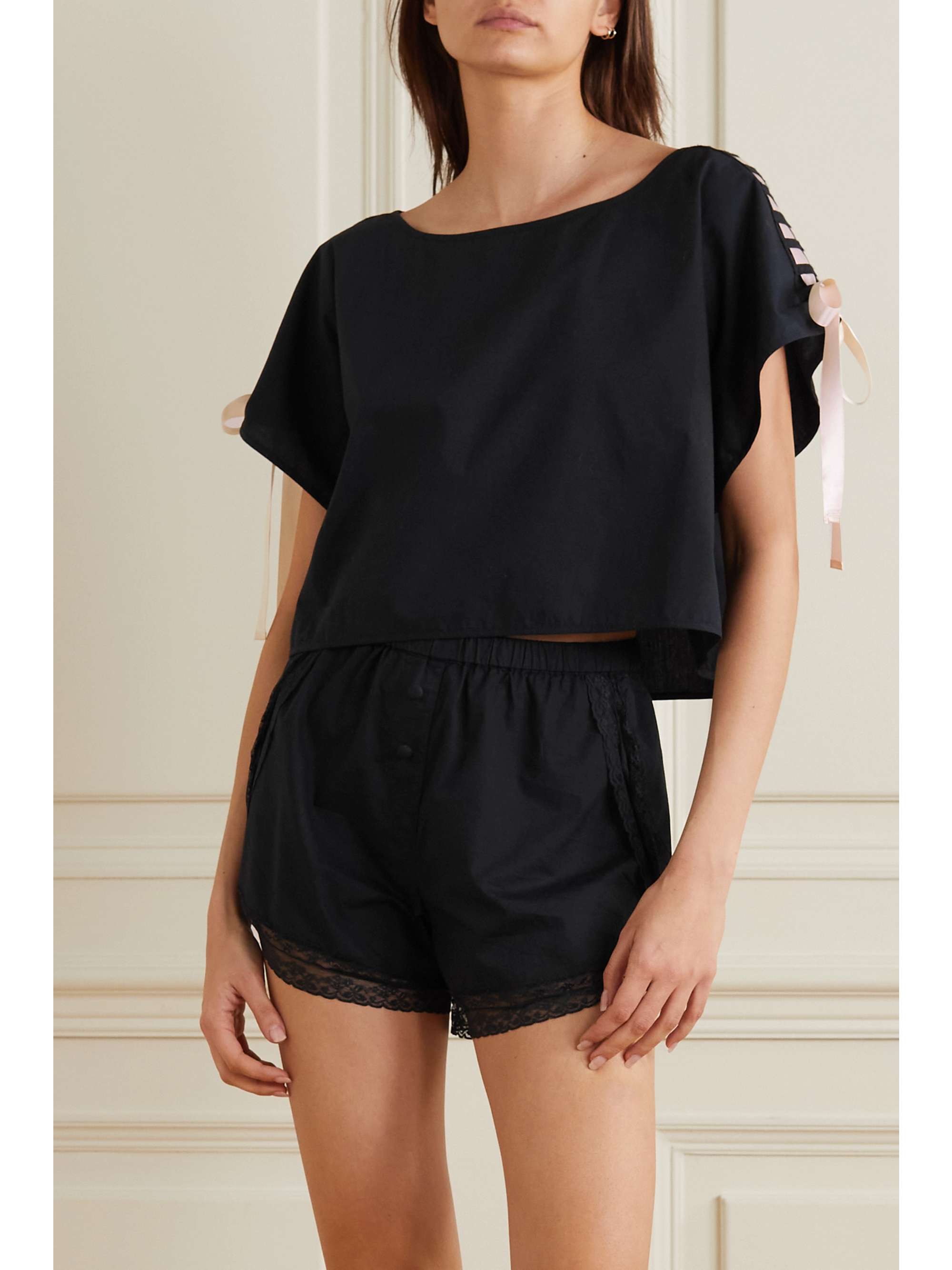 LANE Lacetrimmed organic cottonvoile pajama set NETAPORTER