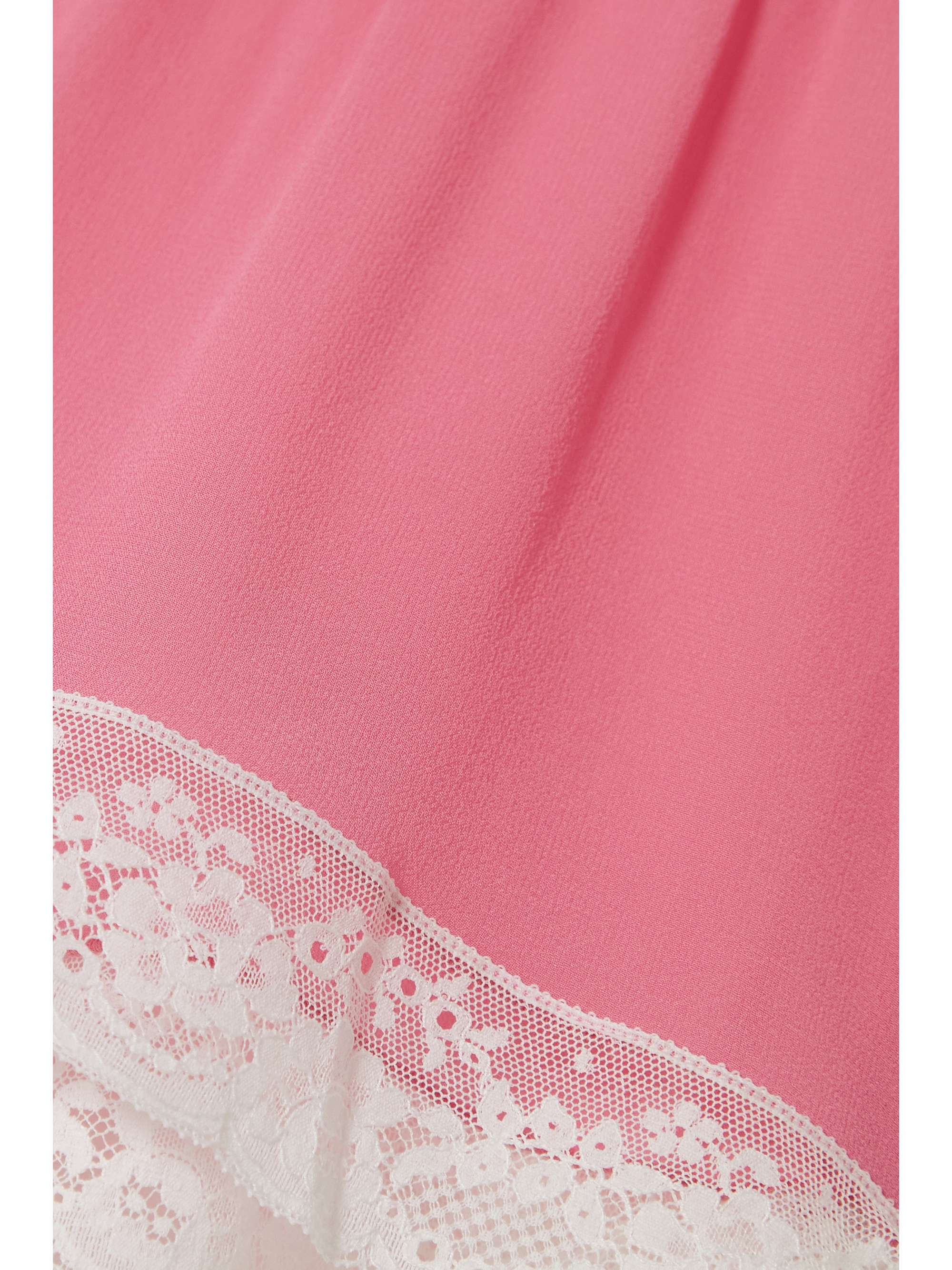 LORETTA CAPONI Demetra lace-trimmed silk-georgette pajama shorts
