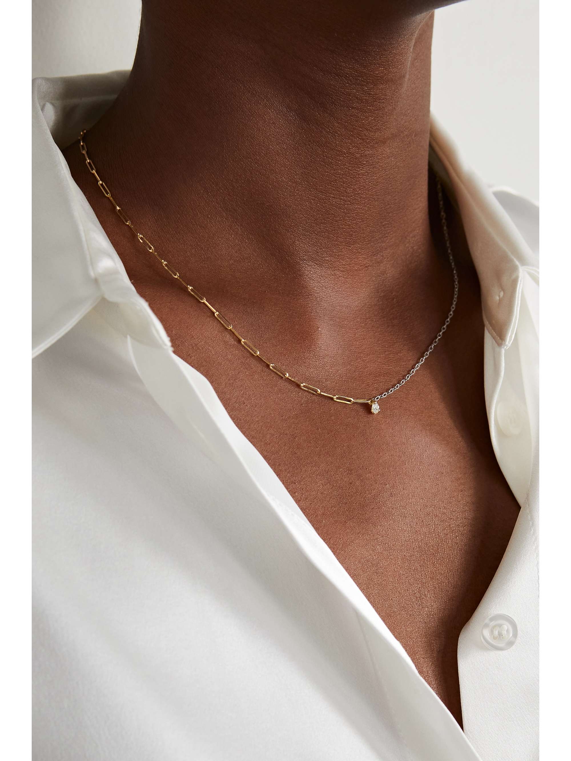 YVONNE LÉON 18-karat yellow and white gold diamond necklace