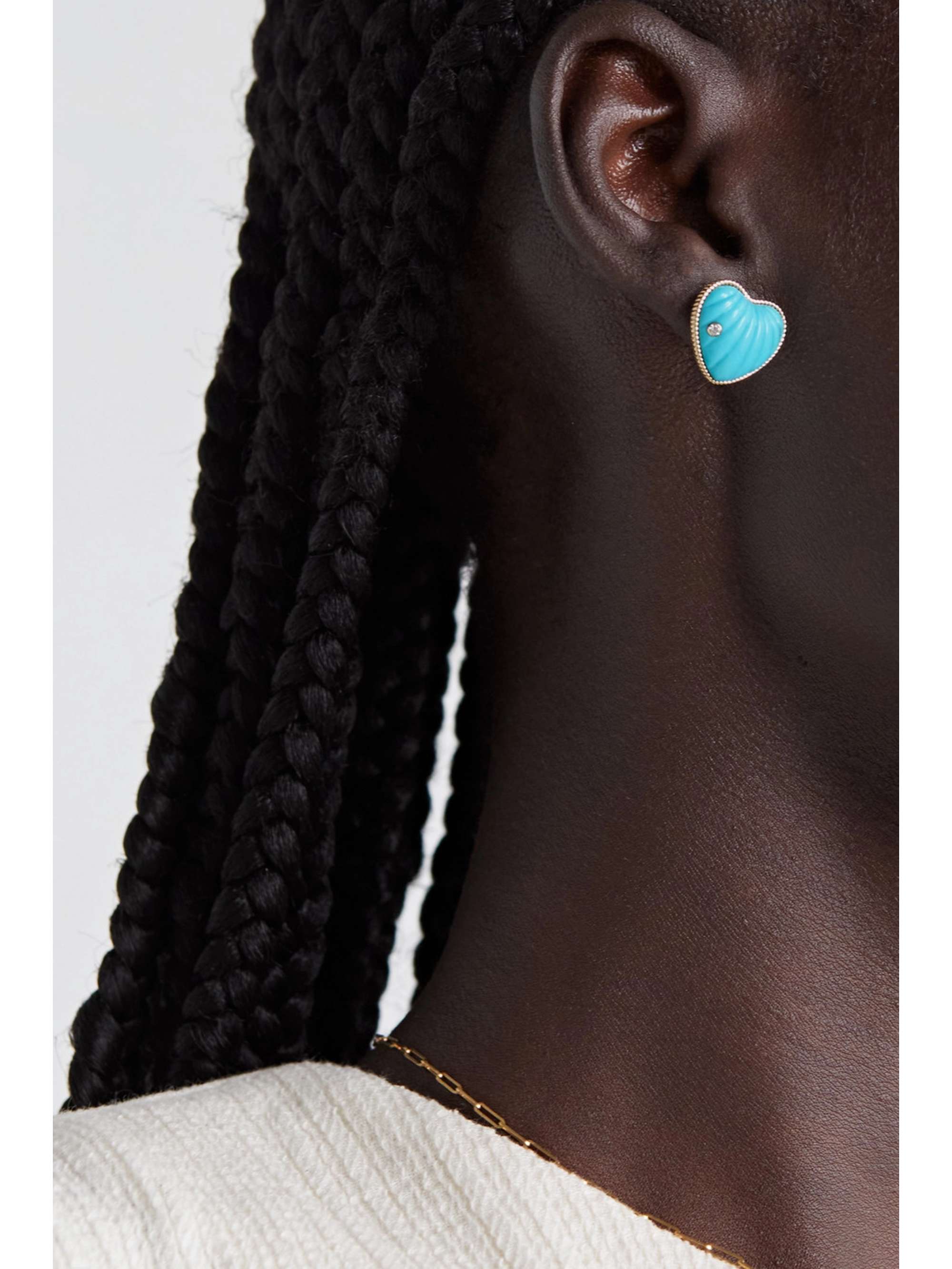 YVONNE LÉON 9-karat gold, diamond and turquoise earrings