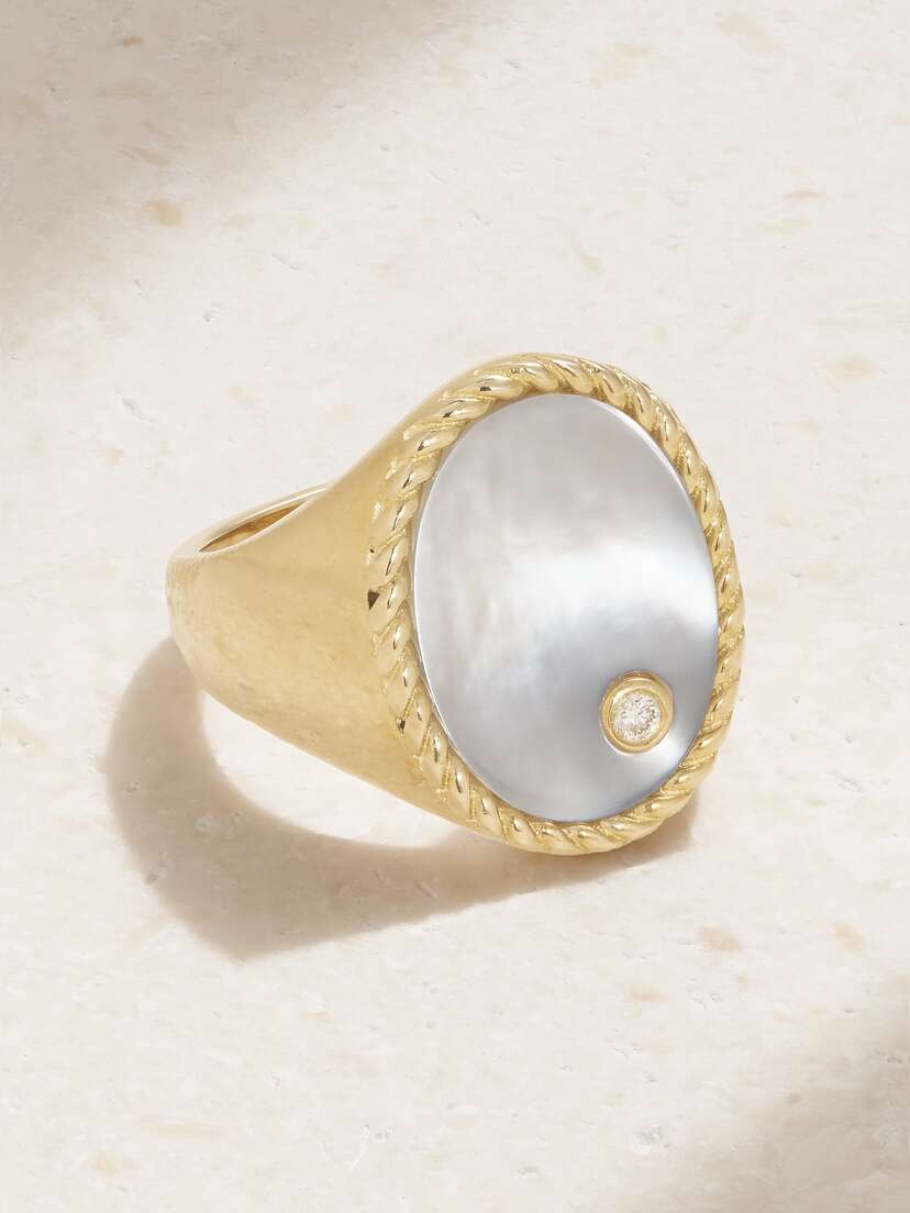 Yvonne Léon 9-karat Gold, Mother-of-pearl And Diamond Ring