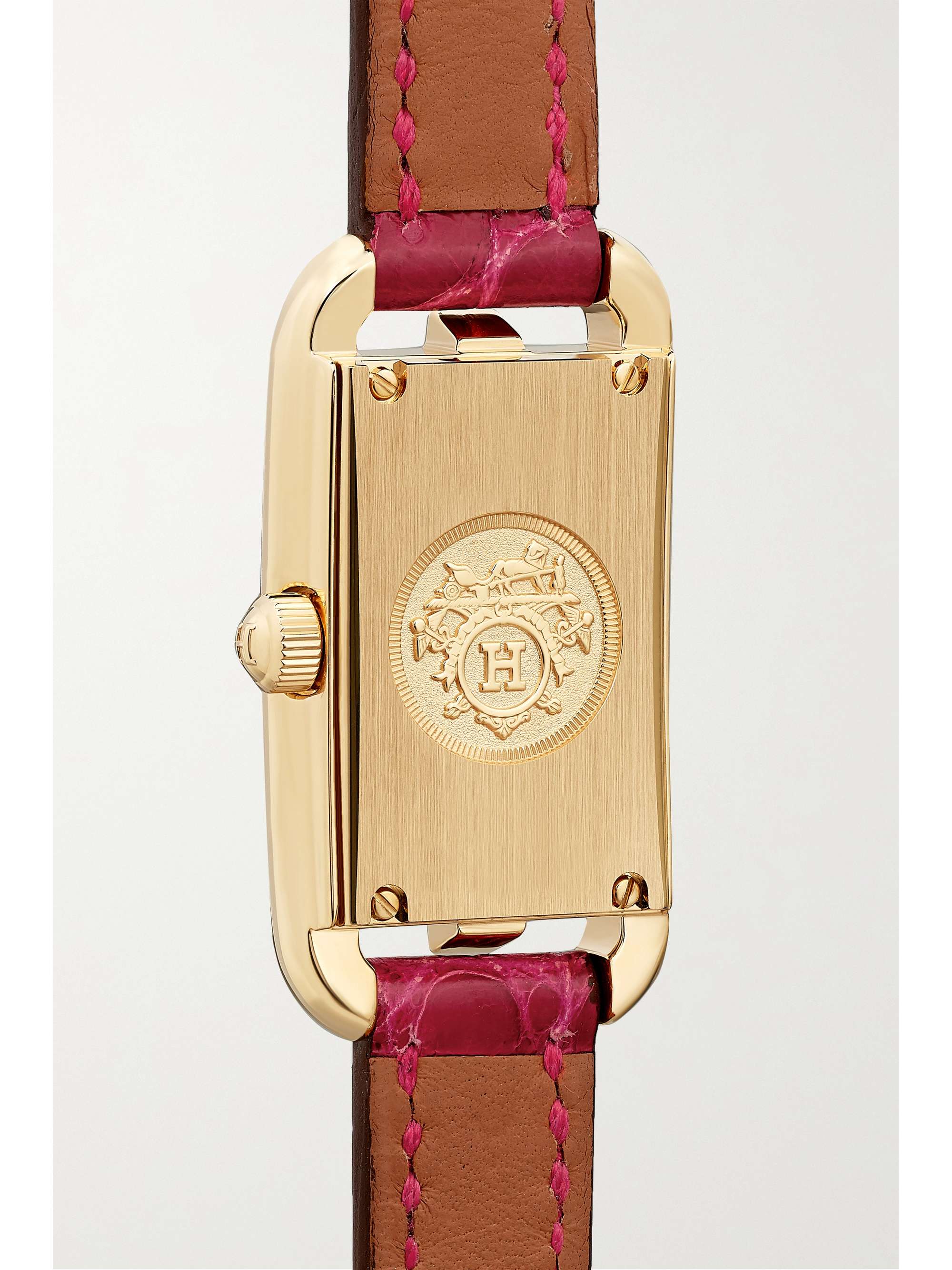 HERMÈS TIMEPIECES Nantucket 29mm small 18-karat rose gold, alligator and mother-of-pearl watch