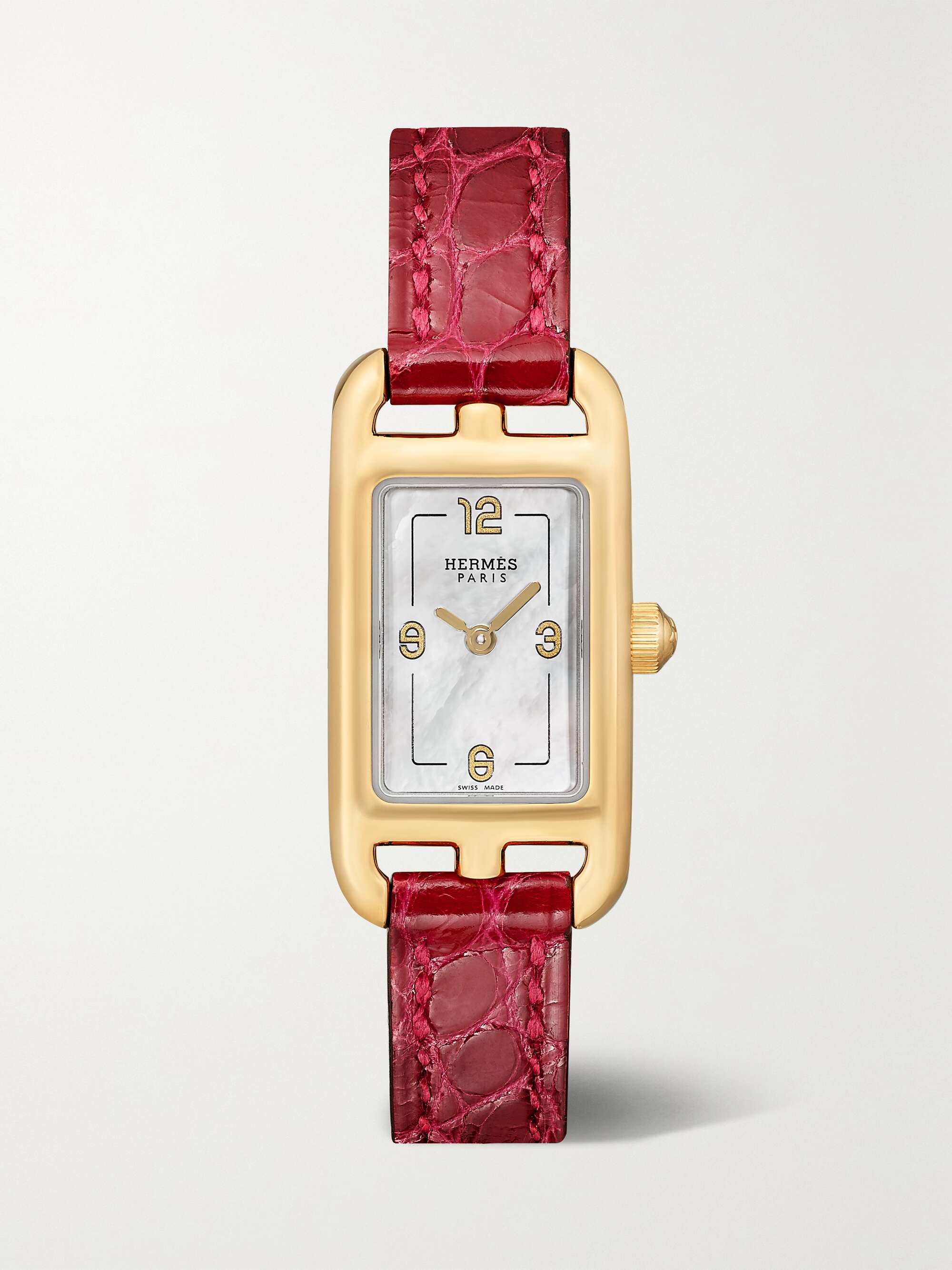 HERMÈS TIMEPIECES Nantucket 29mm small 18-karat rose gold, alligator ...