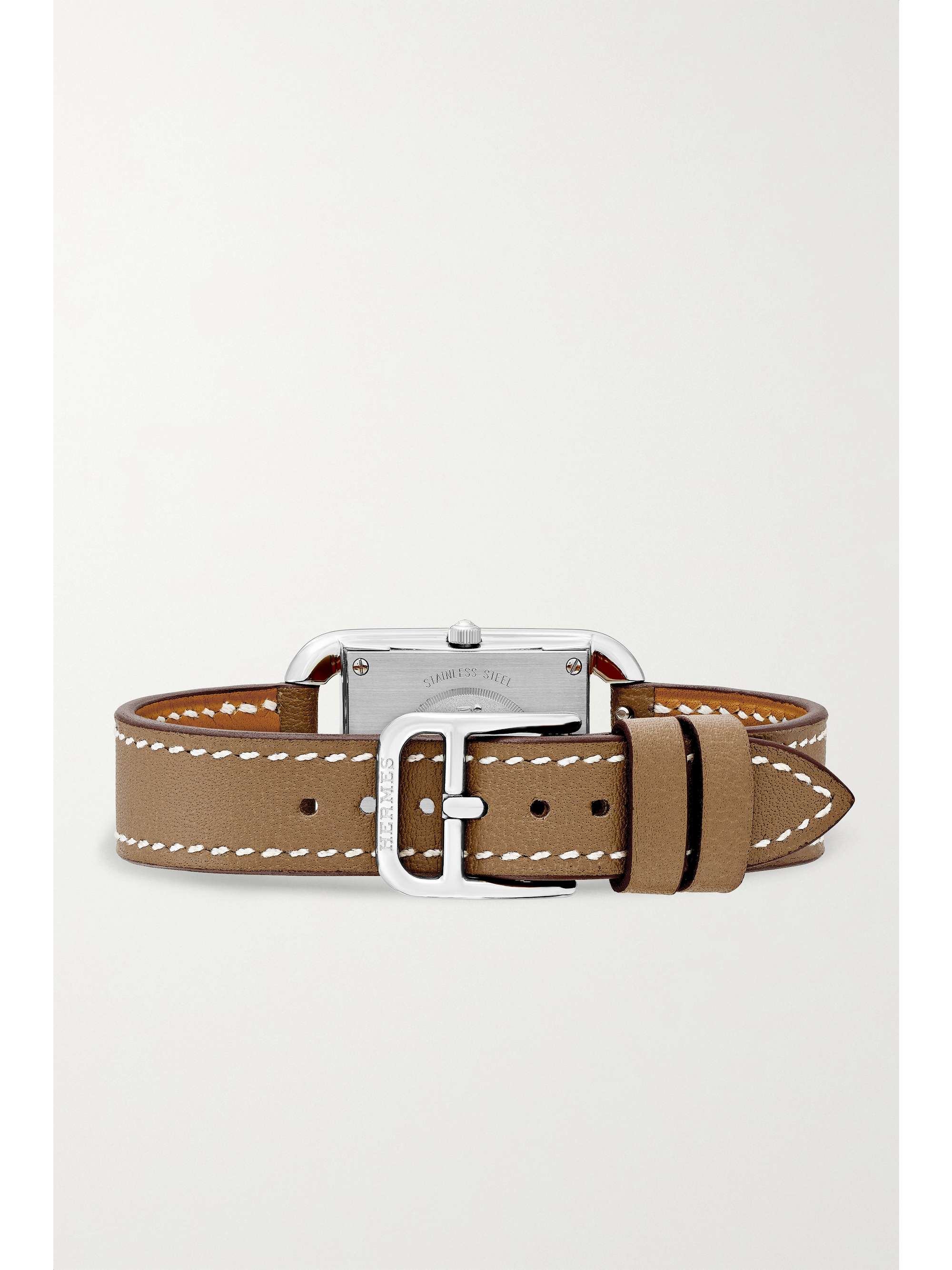 HERMÈS TIMEPIECES Cape Cod 31 mm kleine Uhr aus Edelstahl mit Perlmutt, Diamanten und Lederarmband