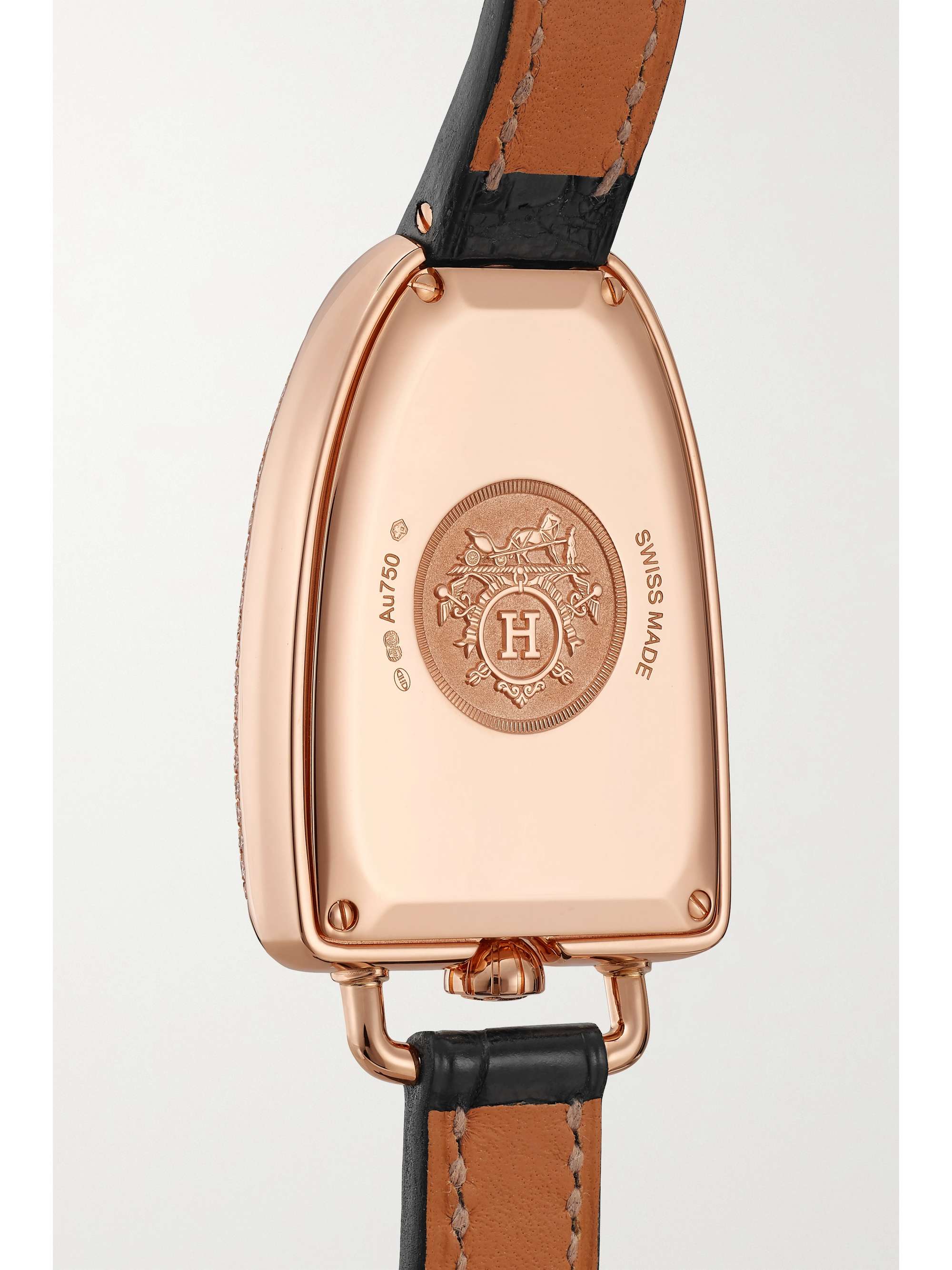HERMÈS TIMEPIECES Galop d'Hermès 40mm large 18-karat rose gold and alligator watch