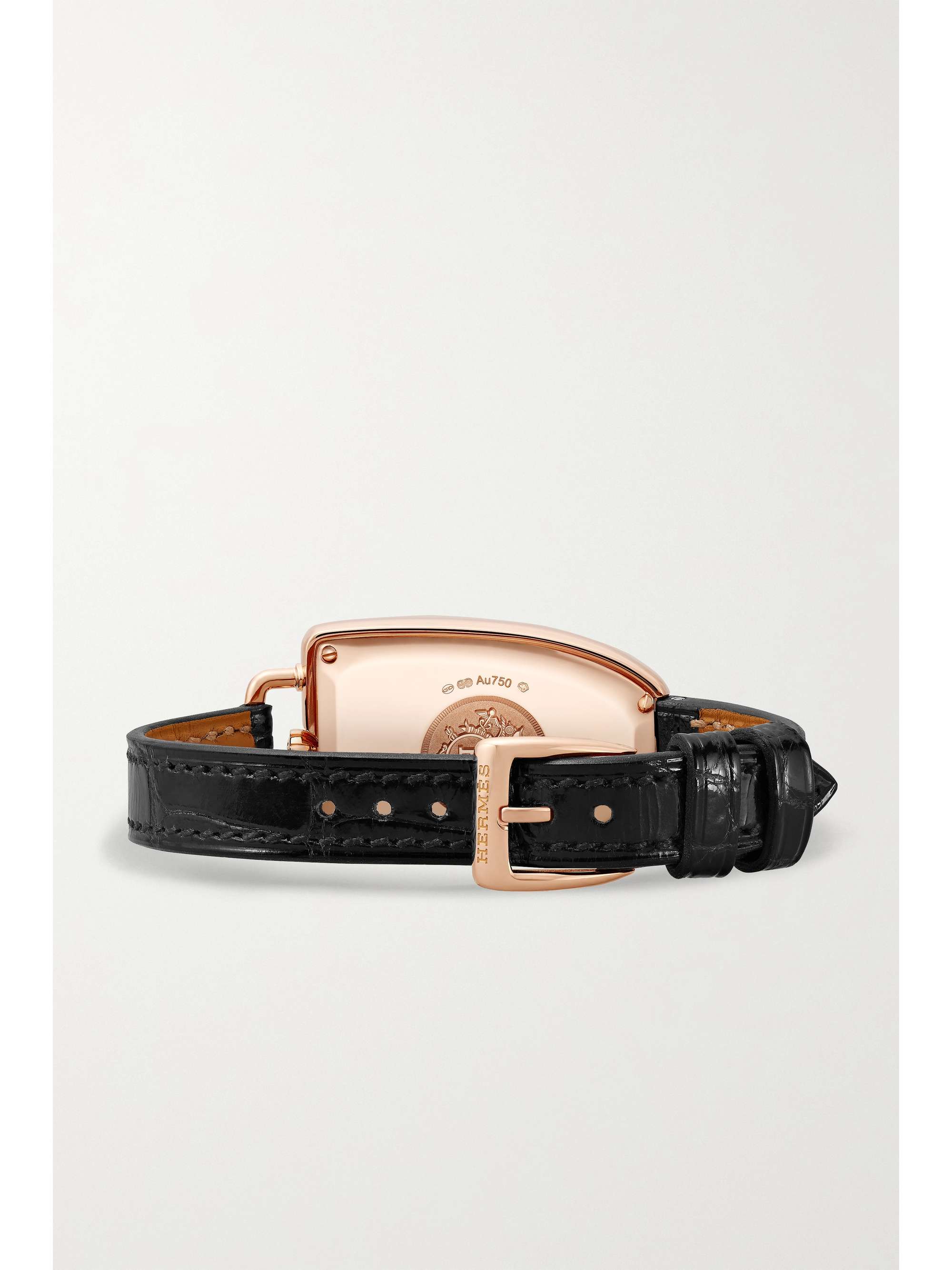 HERMÈS TIMEPIECES Galop d'Hermès 40mm large 18-karat rose gold and alligator watch