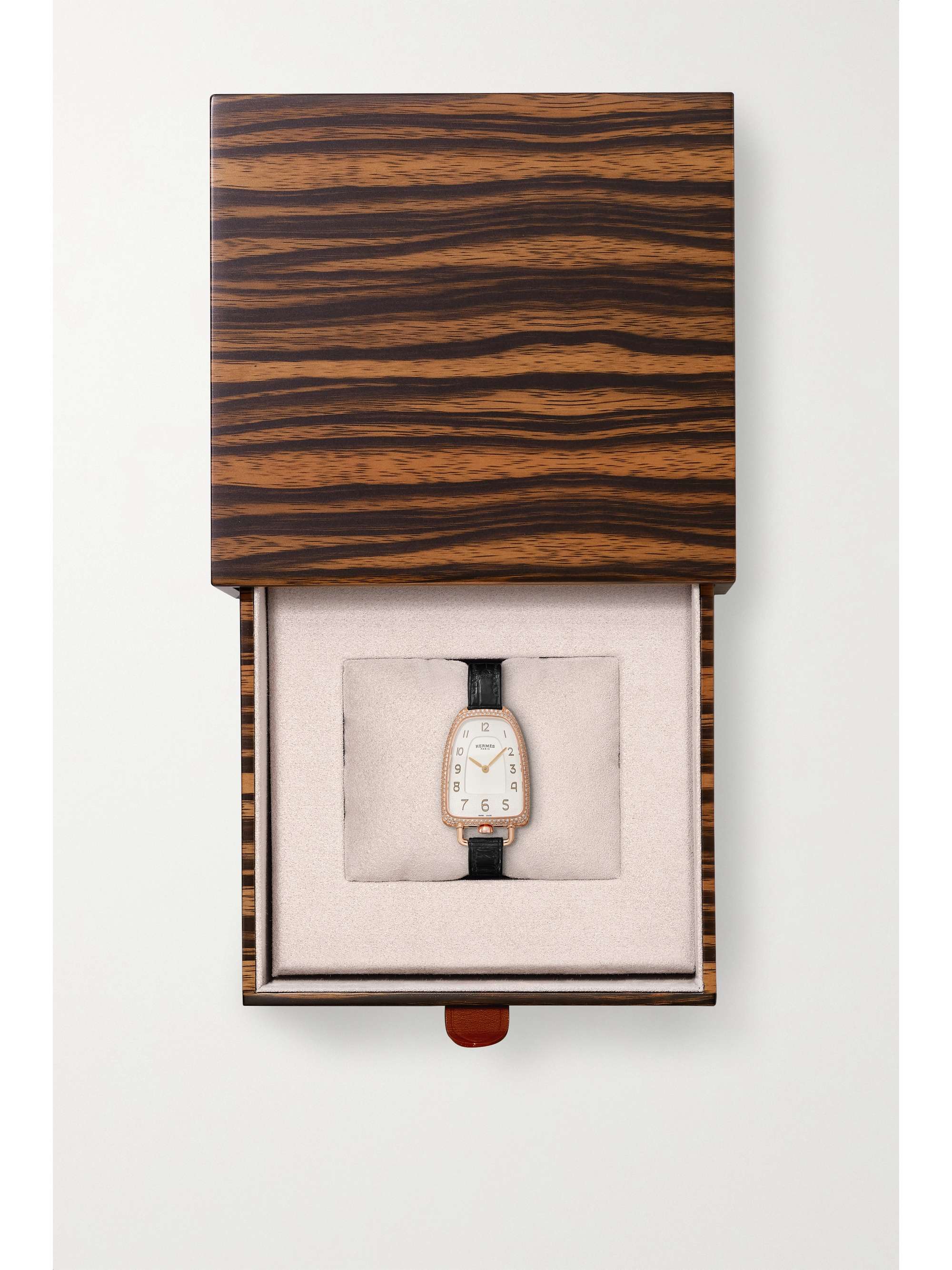 HERMÈS TIMEPIECES Galop d'Hermès 40mm large 18-karat rose gold and alligator watch