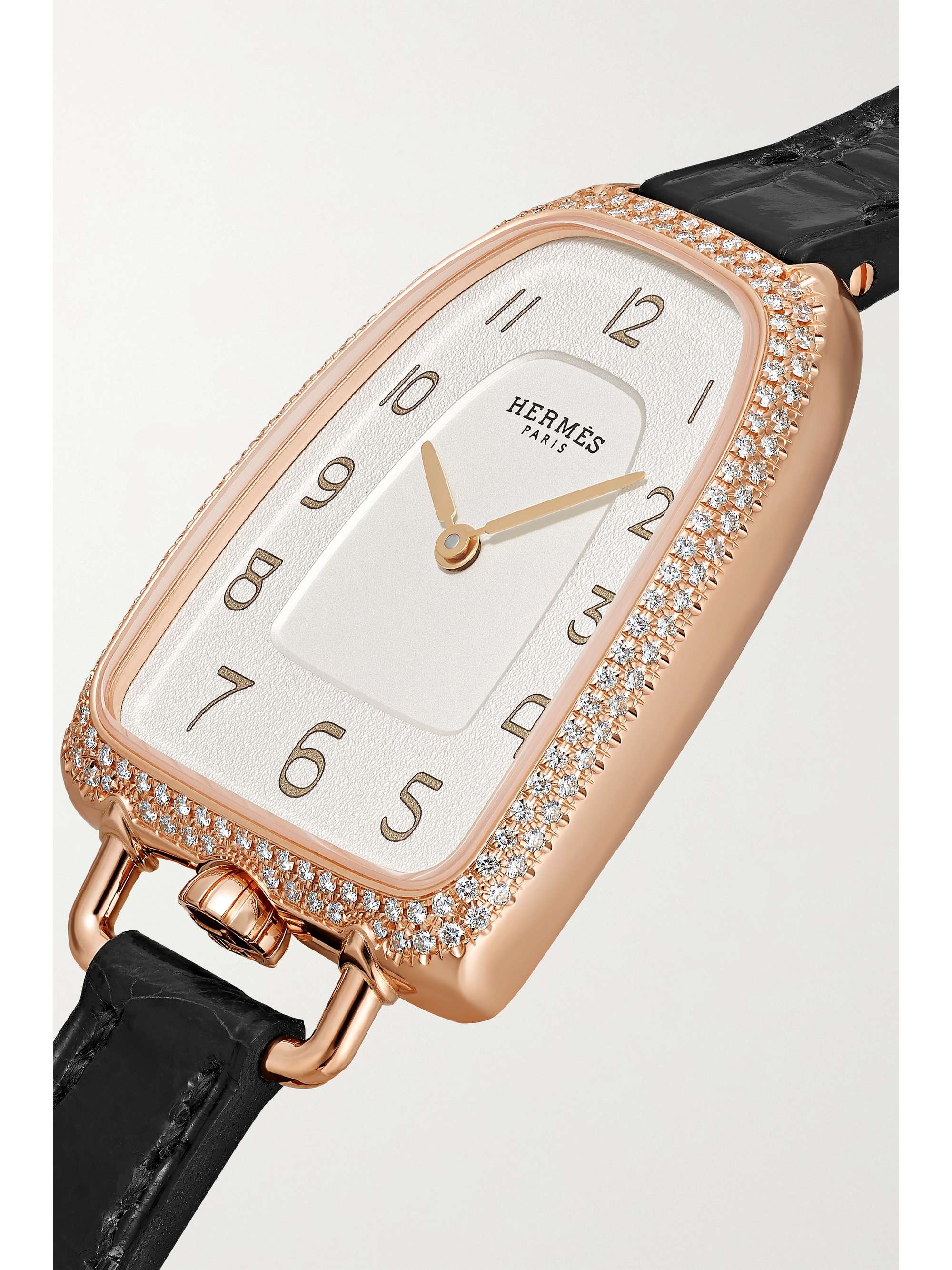 HERMÈS TIMEPIECES Galop d'Hermès 40mm large 18-karat rose gold and alligator watch