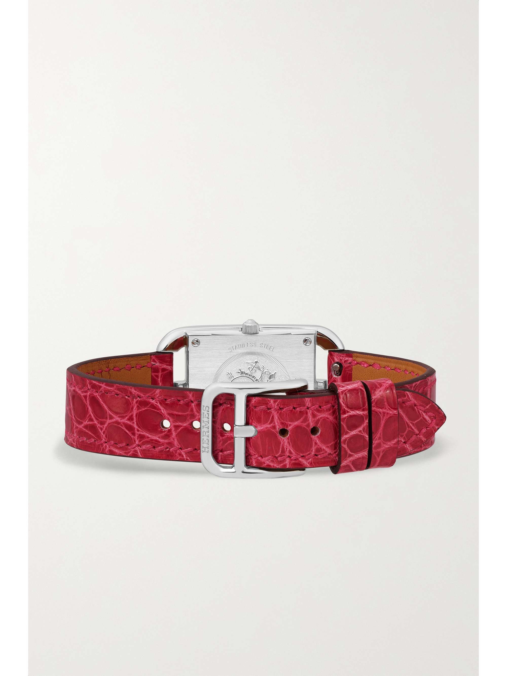 HERMÈS TIMEPIECES Cape Cod 31mm small stainless steel, alligator, mother-of-pearl and diamond watch