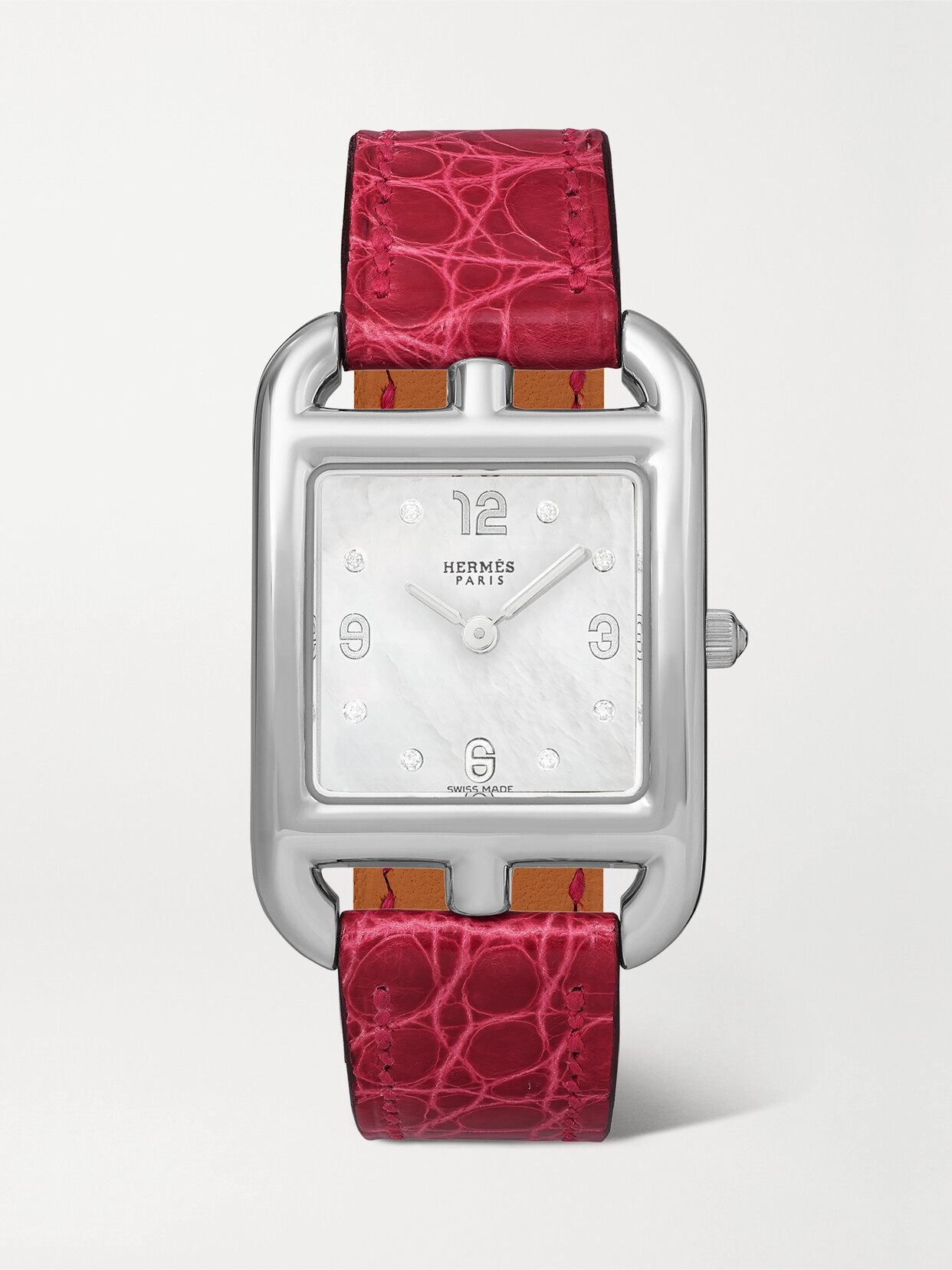 Hermès Timepieces - Cape Cod 31mm Small Stainless Steel, Alligator, Mother-of-pearl And Diamond Watch - Silver