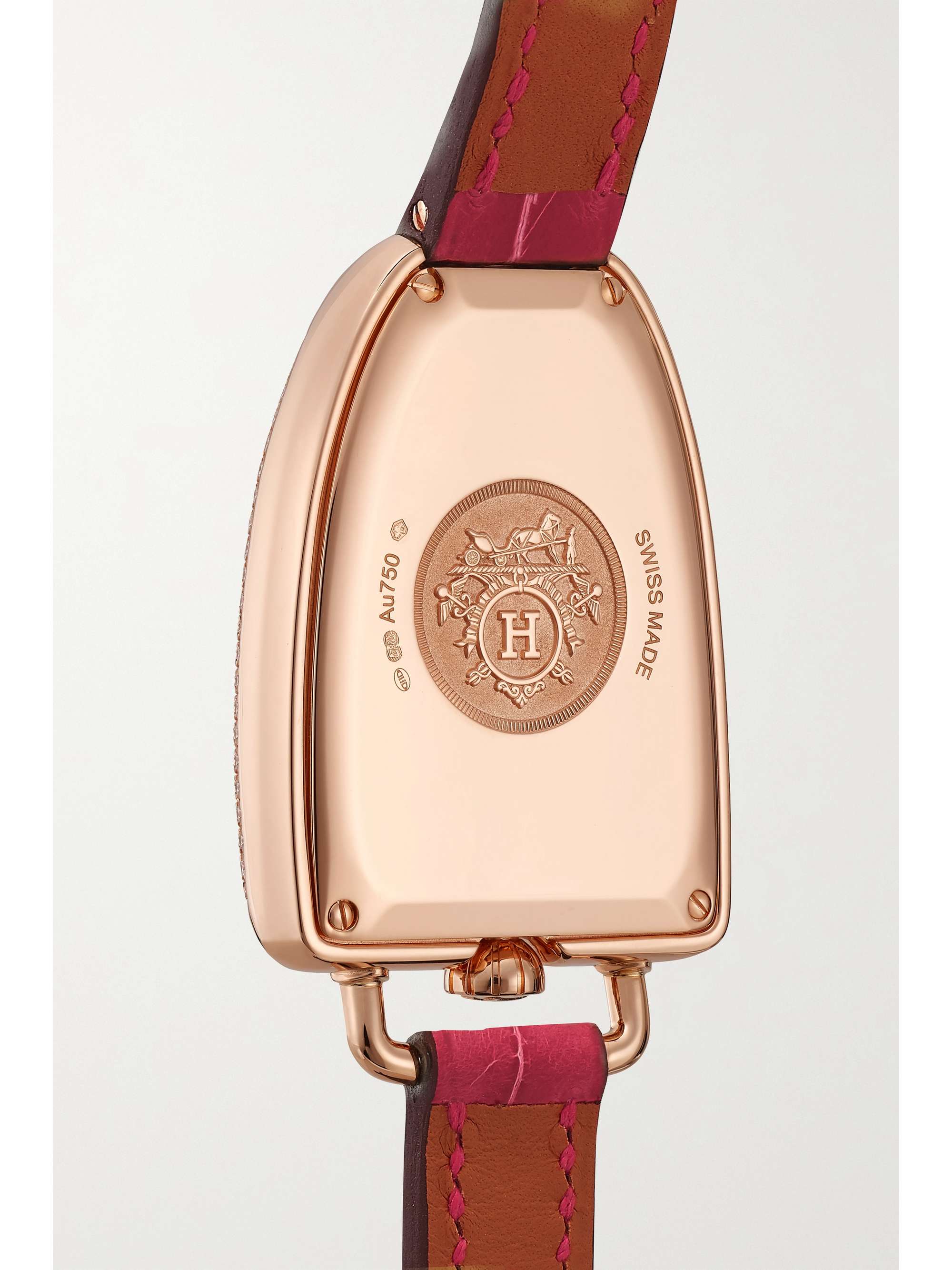 HERMÈS TIMEPIECES Galop d'Hermès 40mm large 18-karat rose gold and alligator watch