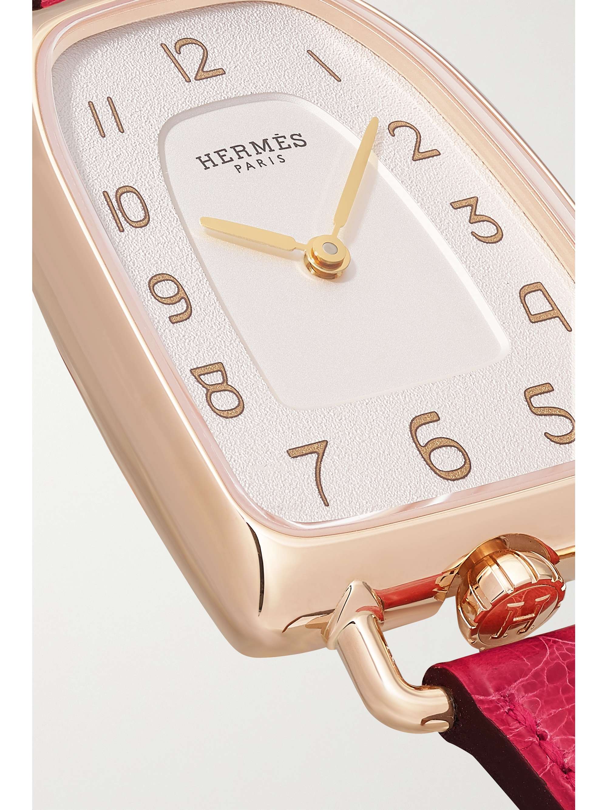 HERMÈS TIMEPIECES Galop d'Hermès 40mm large 18-karat rose gold and alligator watch