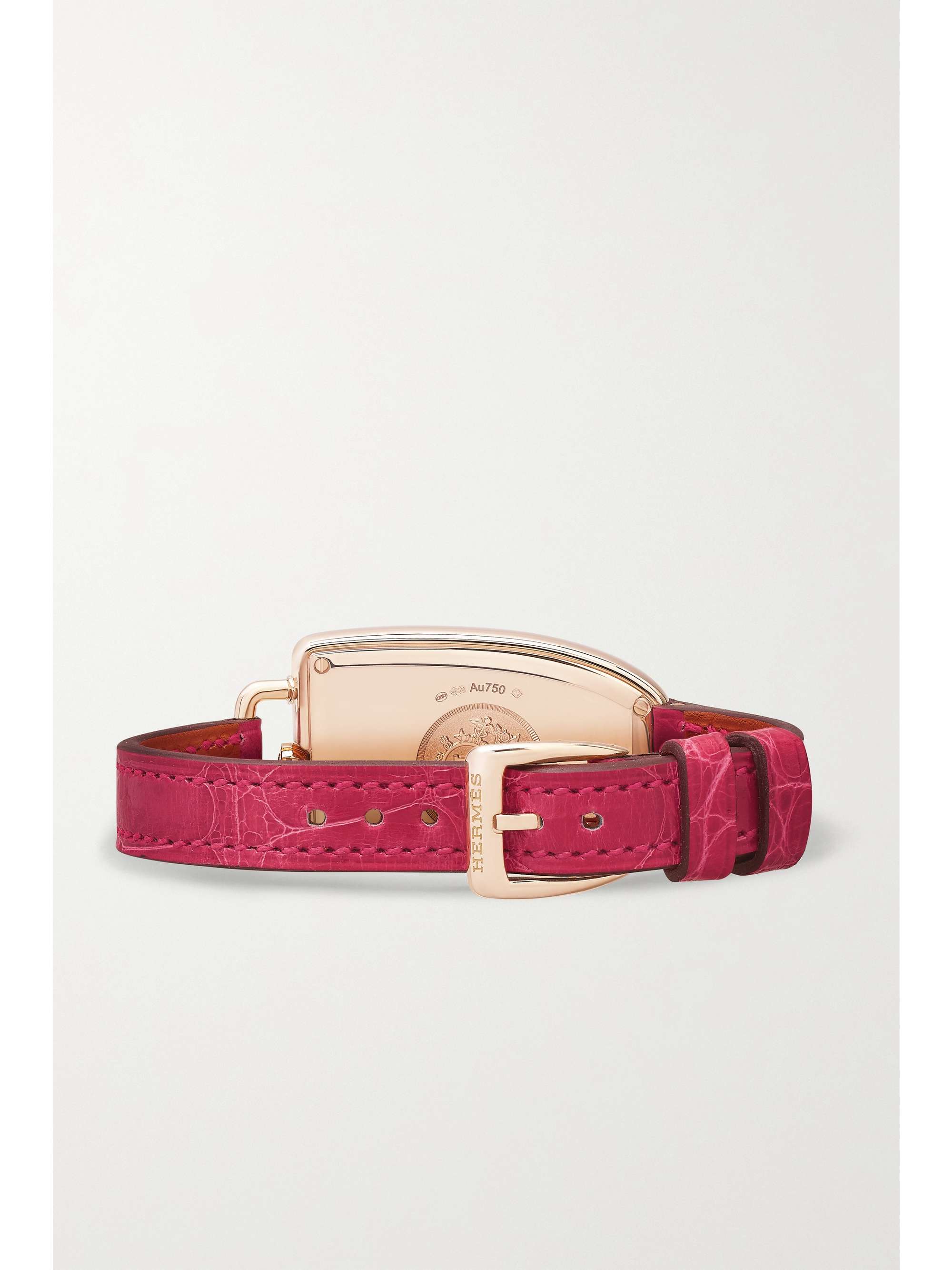HERMÈS TIMEPIECES Galop d'Hermès 40mm large 18-karat rose gold and alligator watch