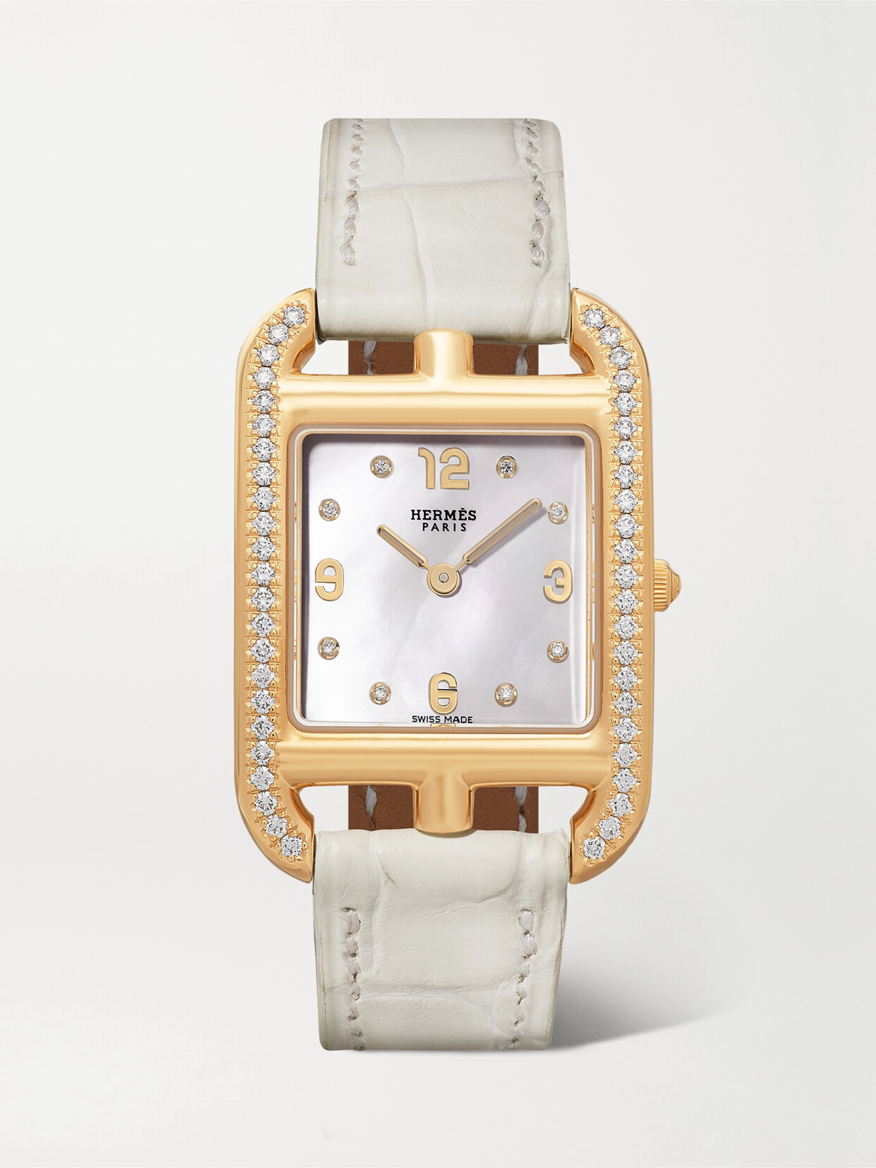 Hermès Timepieces Cape Cod 31mm Small 18-karat Gold, Alligator, Mother-of-pearl And Diamond Watch