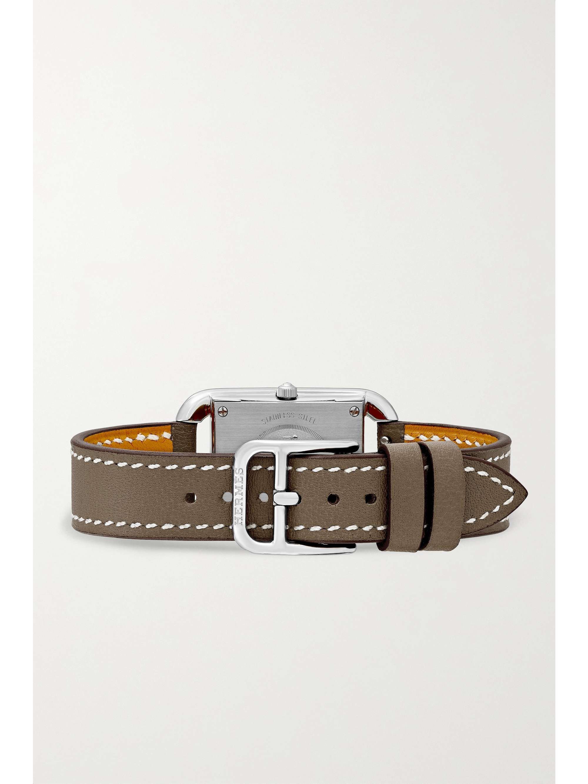 HERMÈS TIMEPIECES Montre en acier inoxydable, nacre et diamants à bracelet en cuir Cape Cod Small, 31 mm