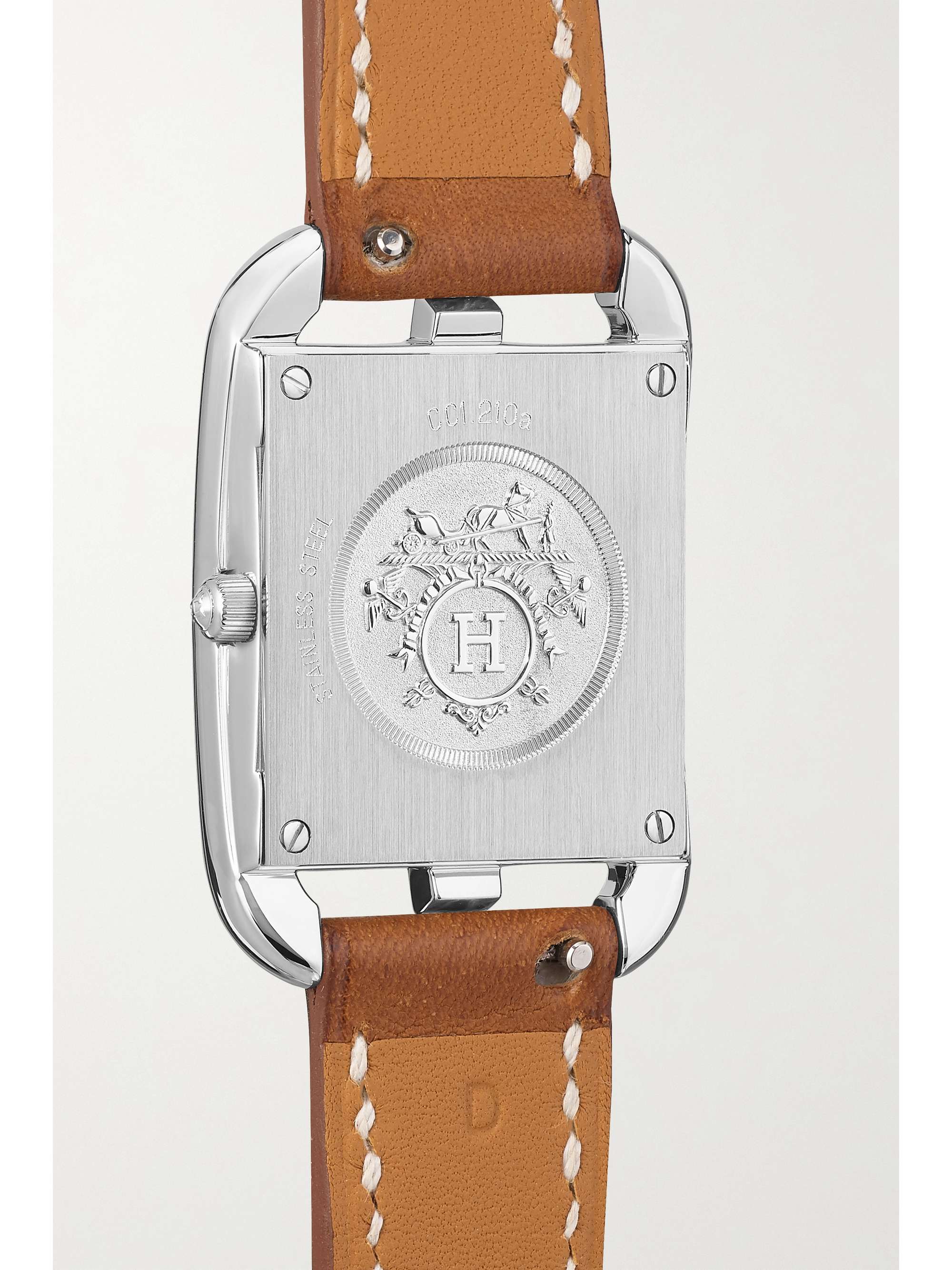 HERMÈS TIMEPIECES Montre en acier inoxydable, nacre et diamants à bracelet en cuir Cape Cod Small, 31 mm