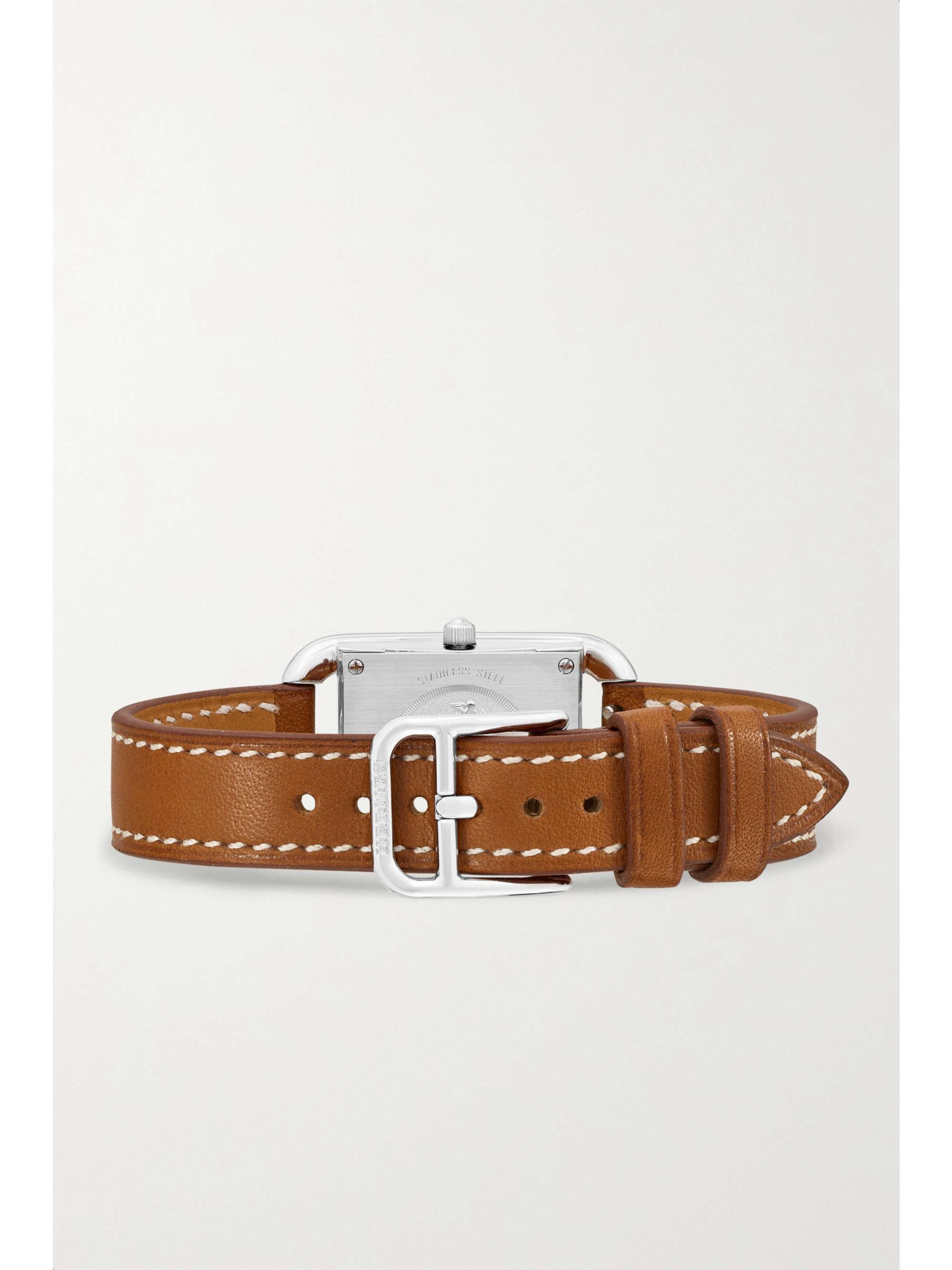 HERMÈS TIMEPIECES Montre en acier inoxydable, nacre et diamants à bracelet en cuir Cape Cod Small, 31 mm