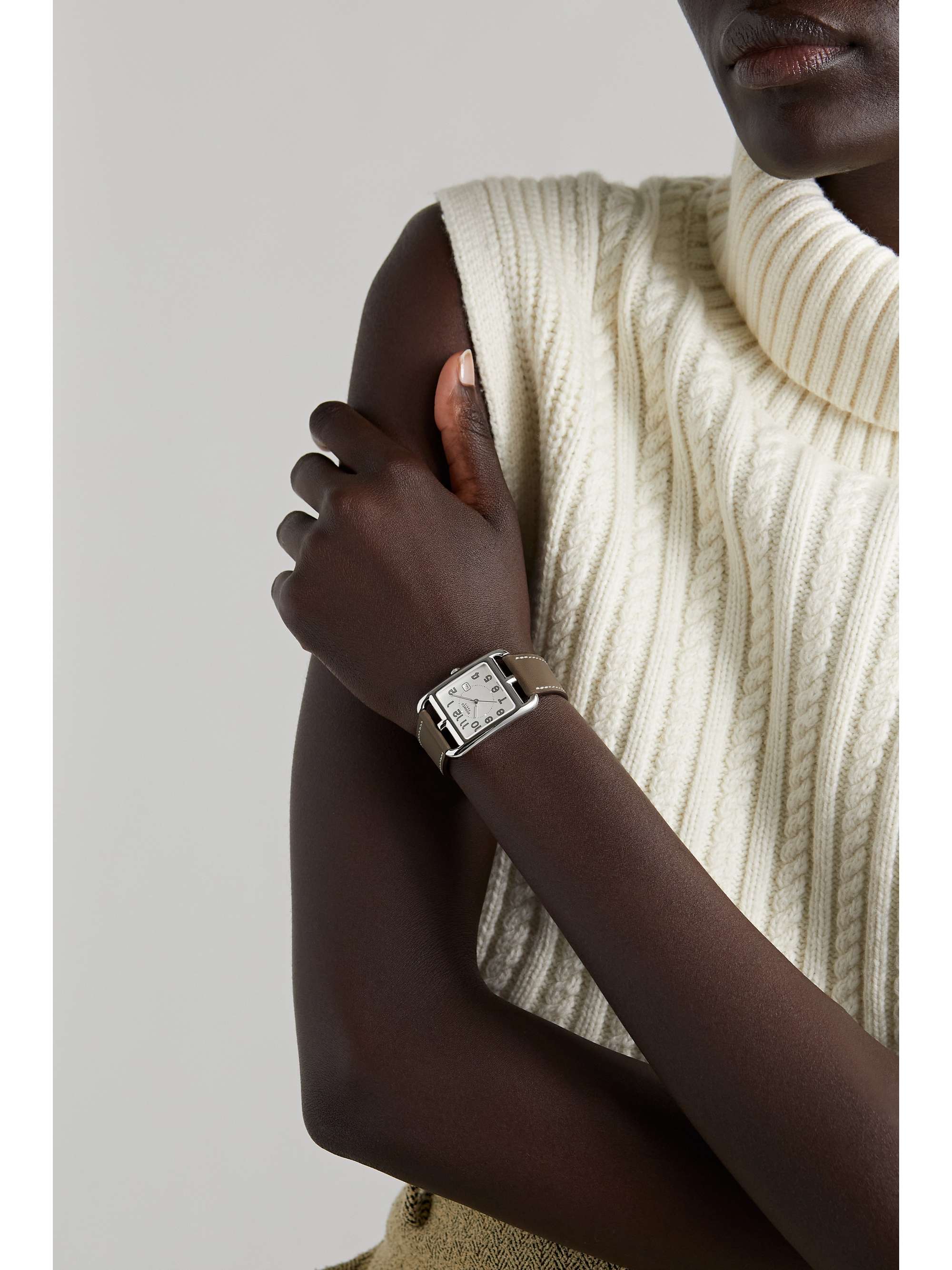 HERMÈS TIMEPIECES Cape Cod Crepuscule large 37mm stainless steel and leather watch