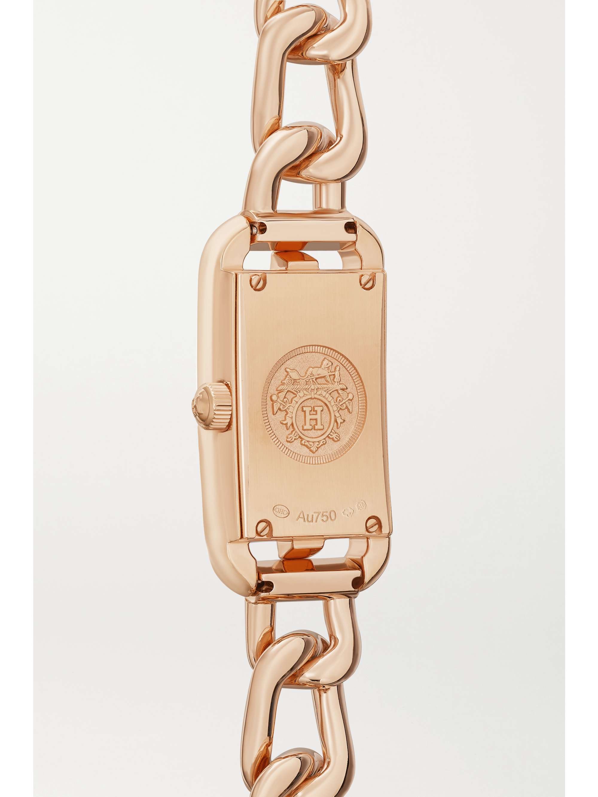 HERMÈS TIMEPIECES Nantucket 29mm small 18-karat rose gold, diamond and mother-of-pearl watch